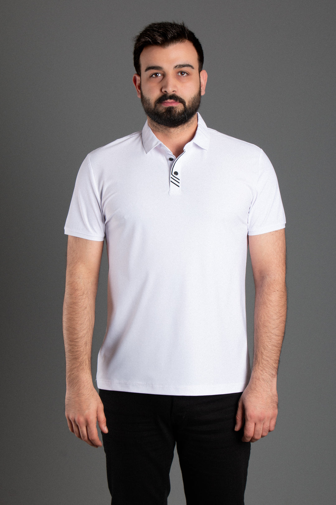 Likralı Düğmeli Polo Yaka T-Shirt
