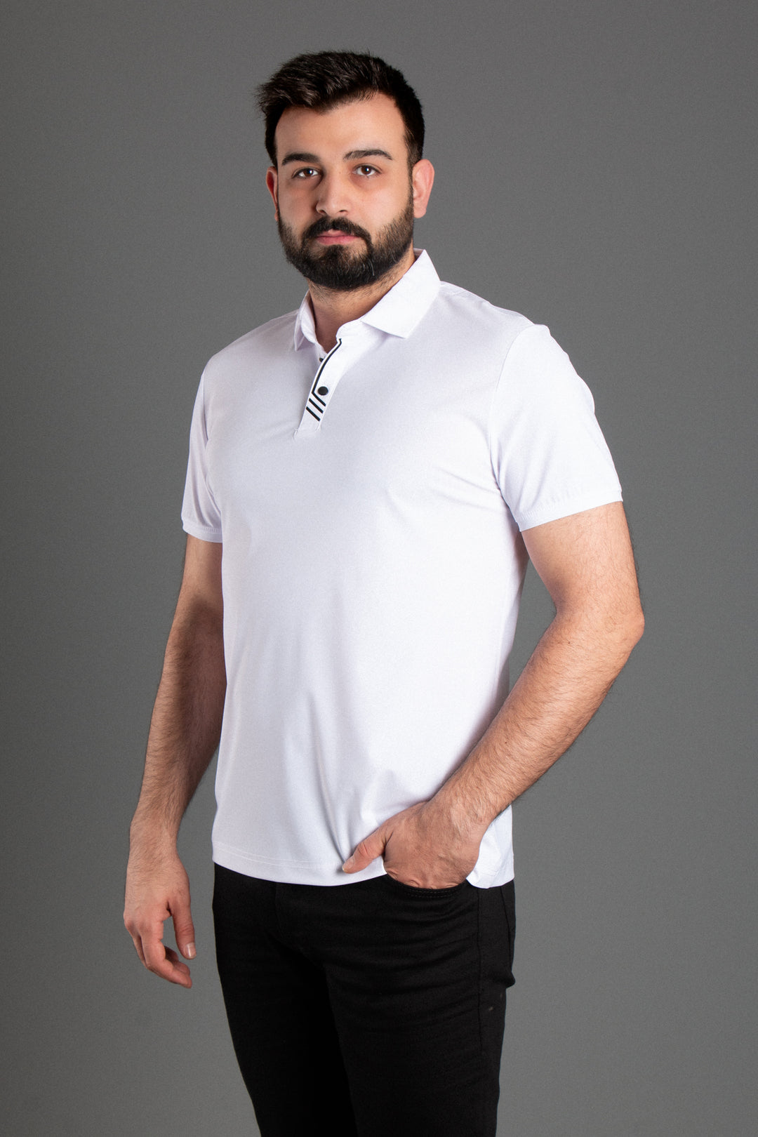Likralı Düğmeli Polo Yaka T-Shirt