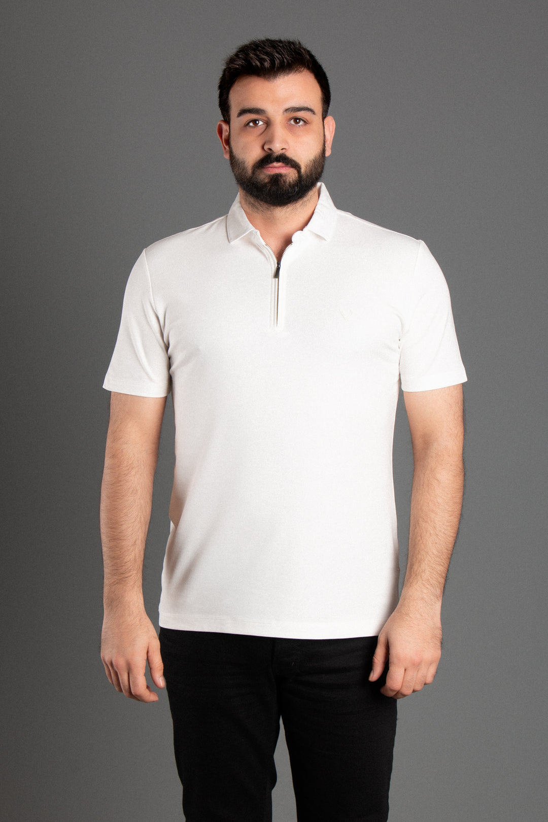 Fermuarlı Soft Basic Polo T-shirt
