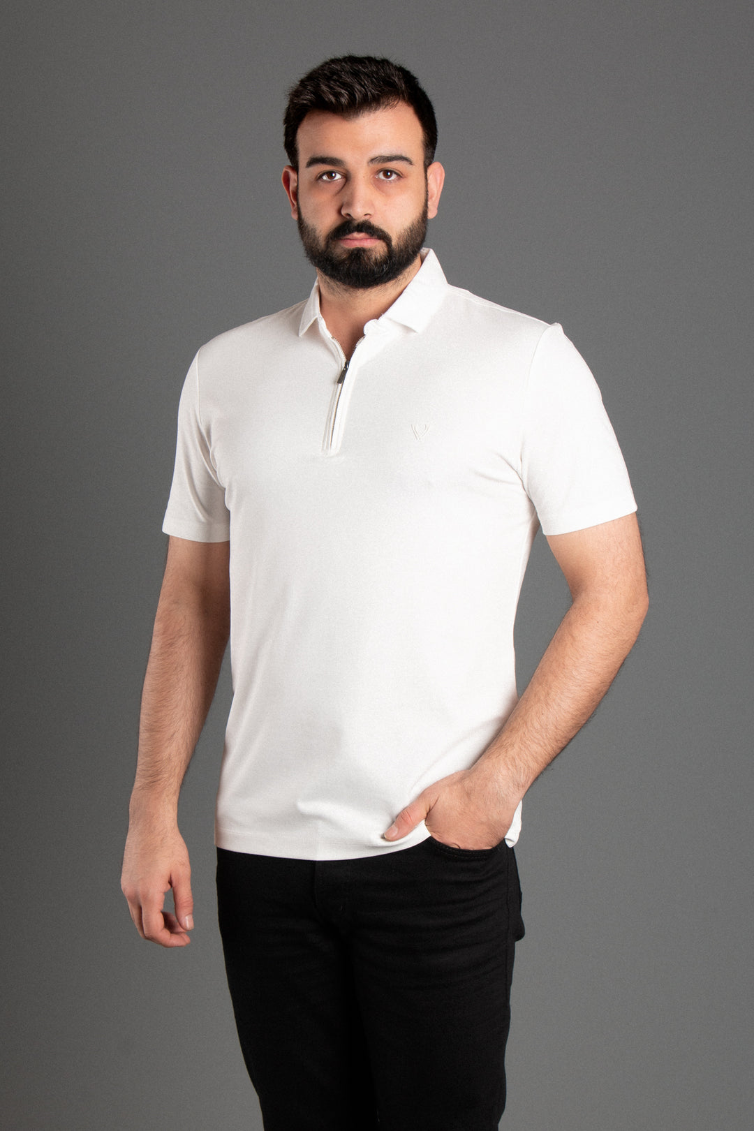 Fermuarlı Soft Basic Polo T-shirt