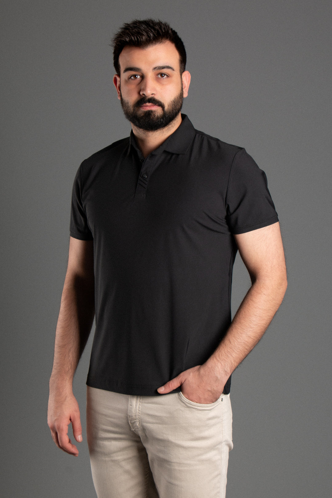Likralı Düğmeli Polo Yaka T-Shirt