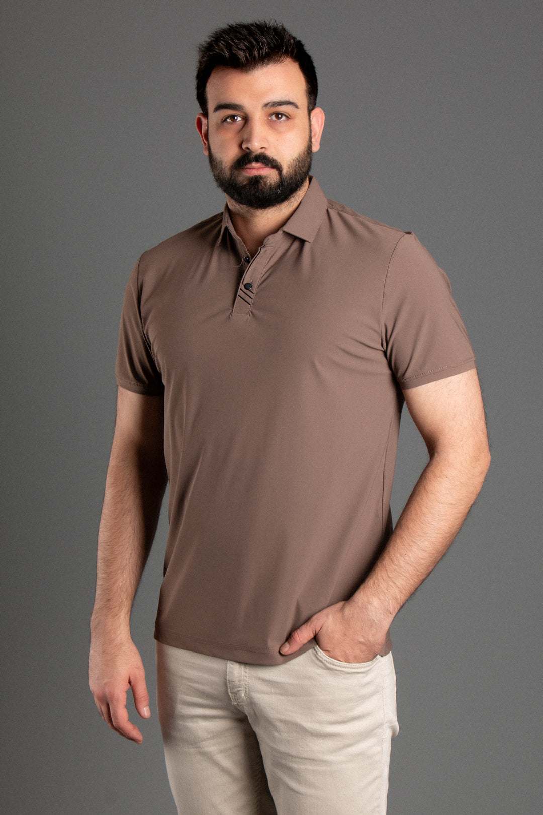 Likralı Düğmeli Polo Yaka T-Shirt