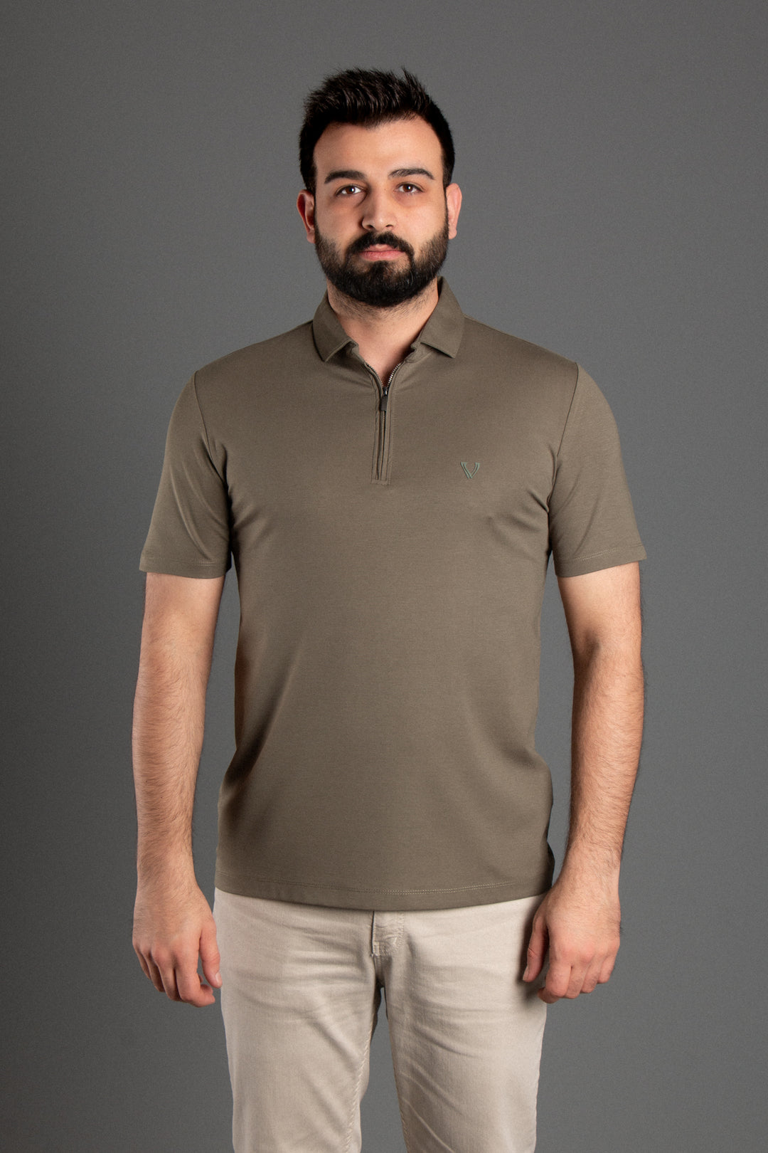 Fermuarlı Soft Basic Polo T-shirt
