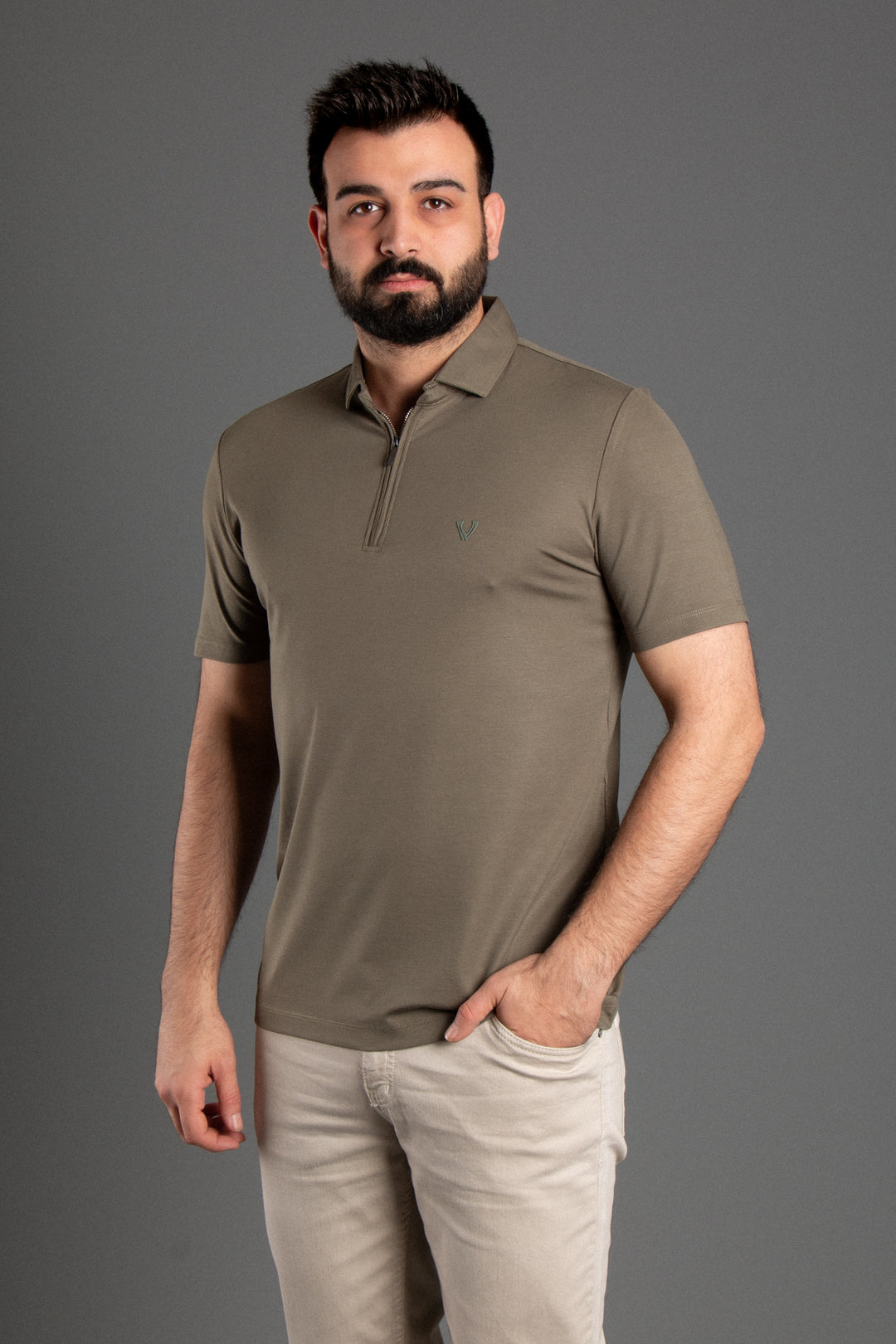 Fermuarlı Soft Basic Polo T-shirt