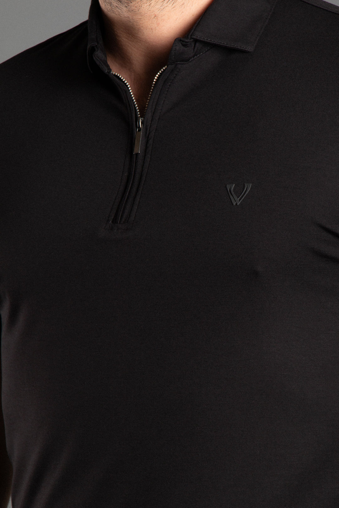 Fermuarlı Soft Basic Polo T-Shirt
