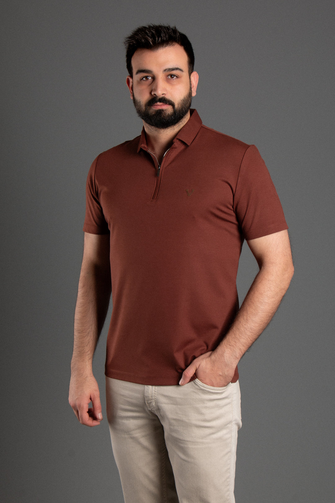 Fermuarlı Soft Basic Polo T-Shirt