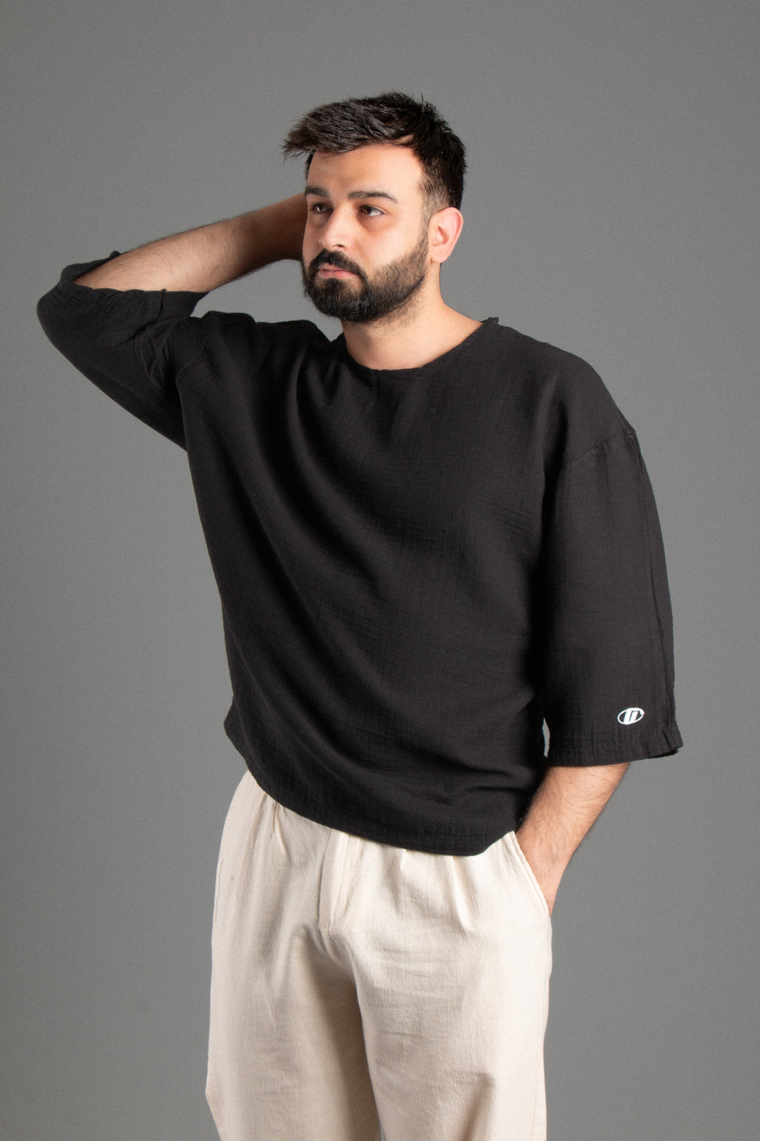 Oversize Fakir Kol Müslin T-shirt