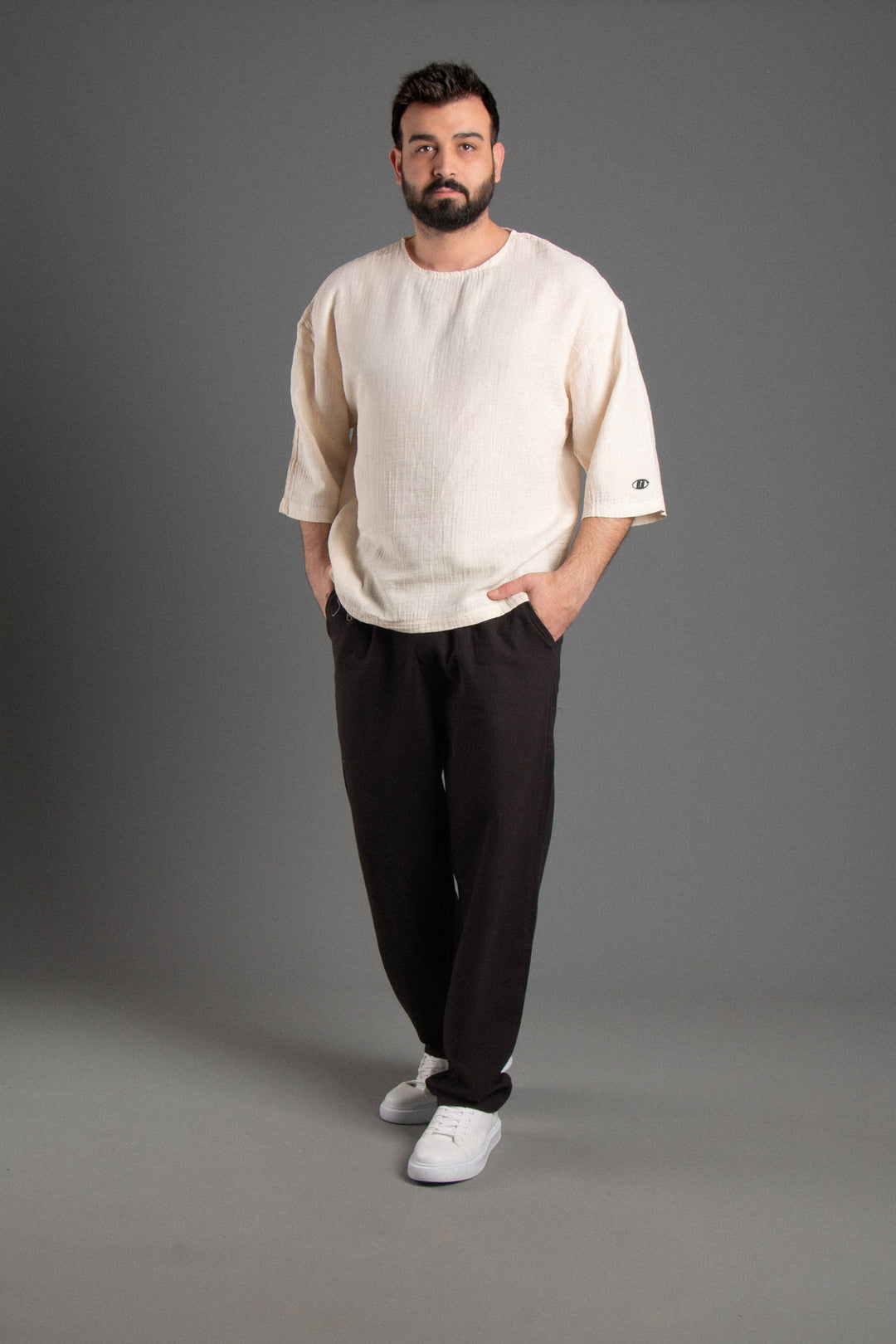 Oversize Fakir Kol Müslin T-shirt