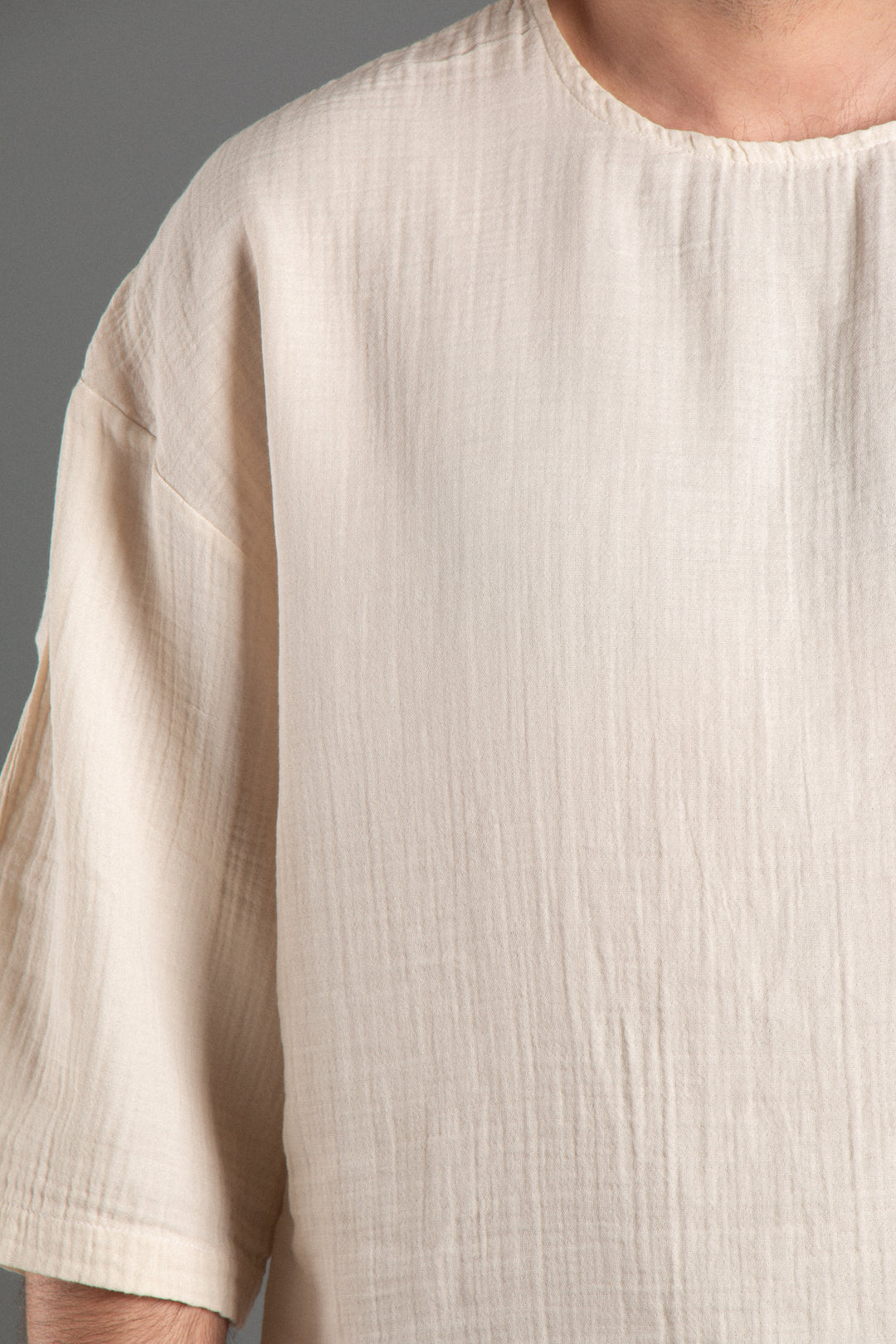 Oversize Fakir Kol Müslin T-shirt