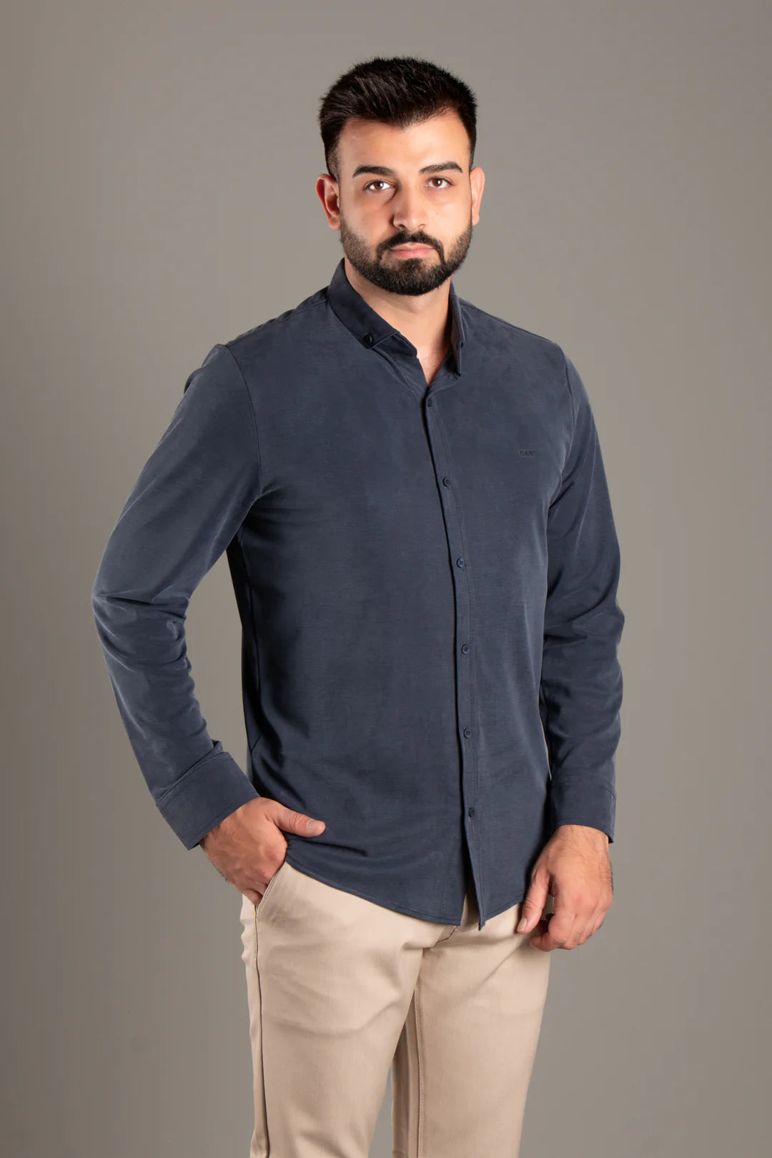 Dokulu Slim Fit Gömlek