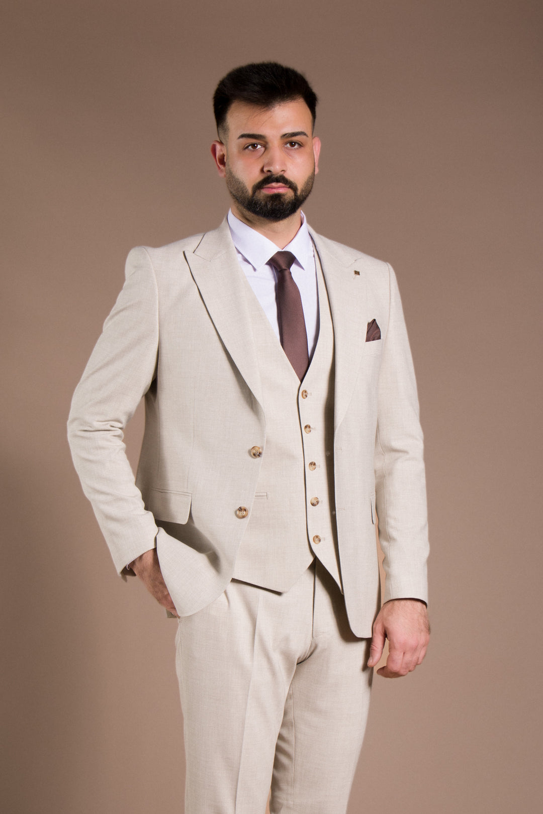 Slim Fit Yelekli Takım Elbise