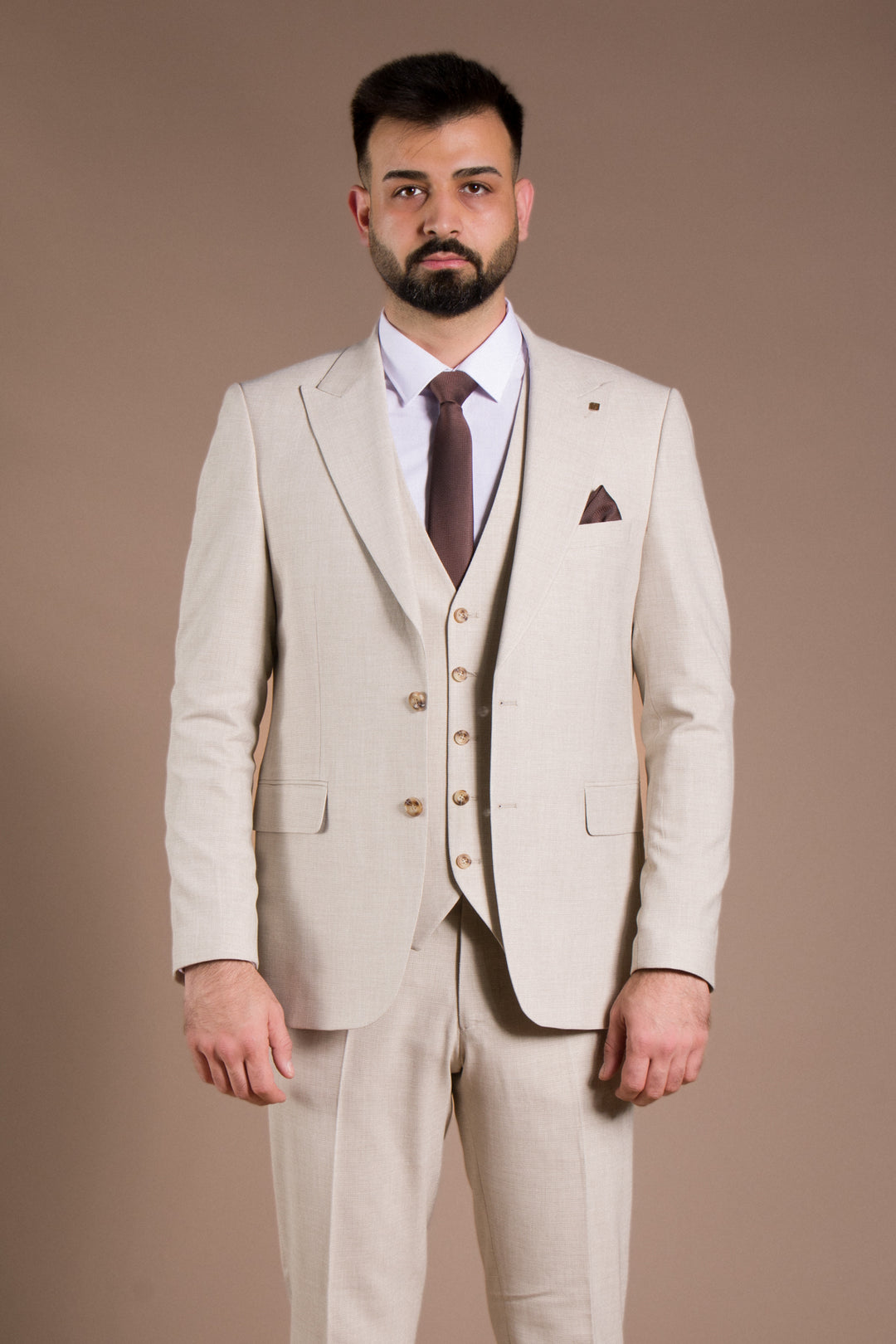 Slim Fit Yelekli Takım Elbise