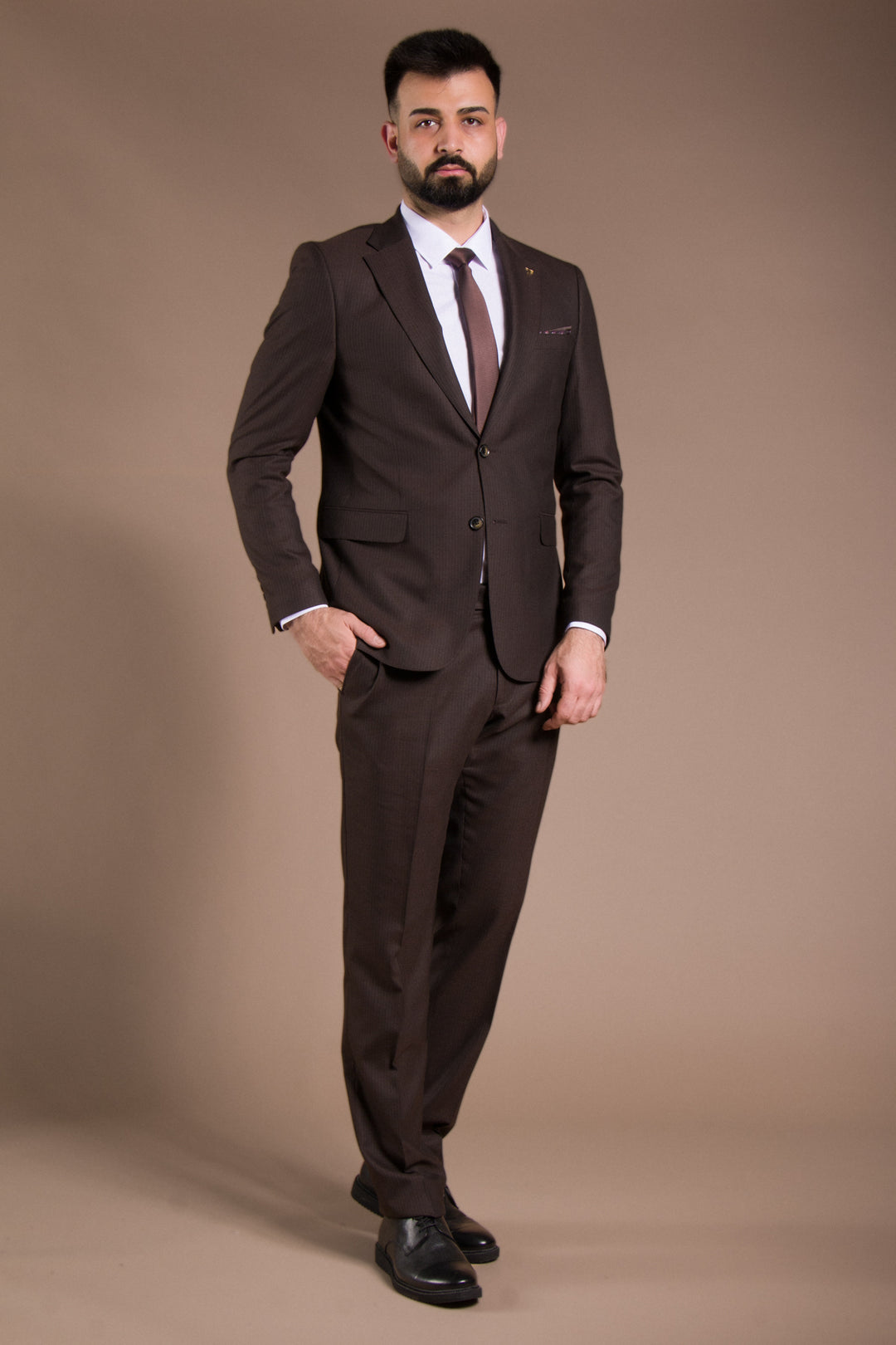 Çizgili Slim Fit Takım Elbise