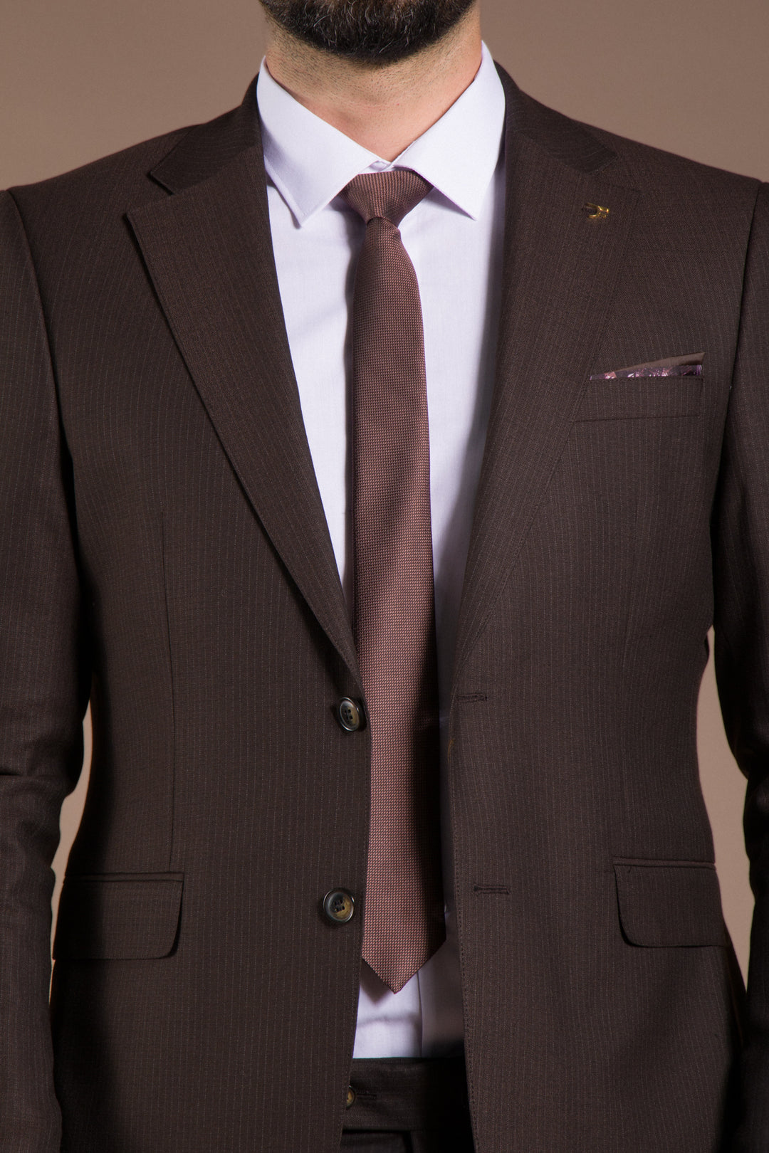 Çizgili Slim Fit Takım Elbise