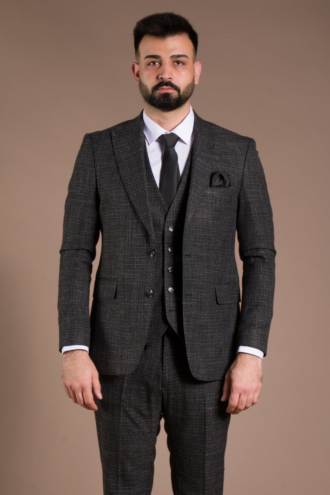 Slim Fit Yelekli Takım Elbise