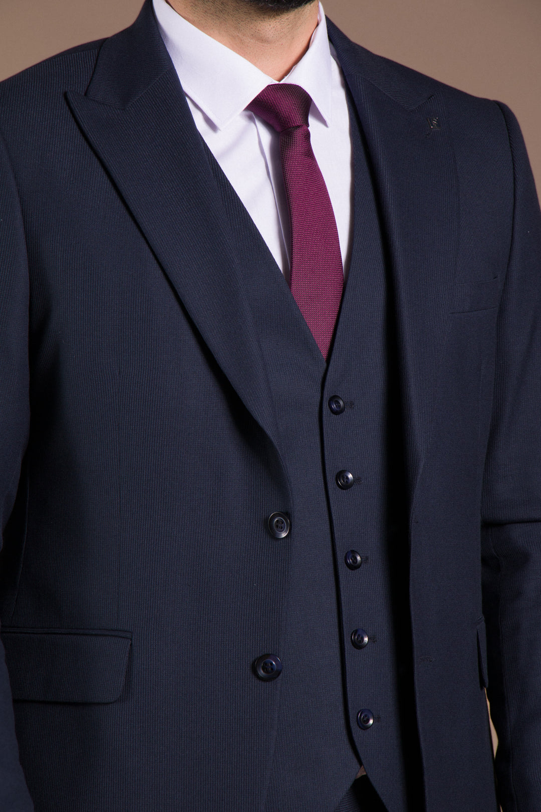 Slim Fit Yelekli Takım Elbise