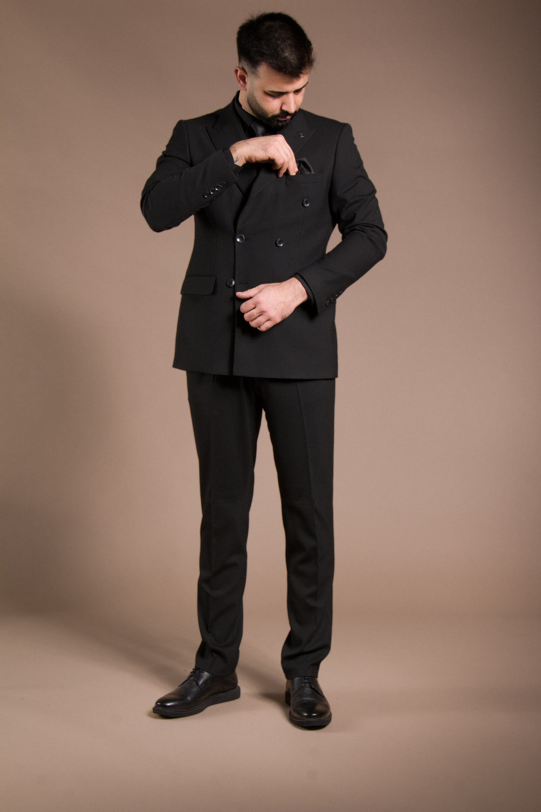 Dokulu Slim Fit Kruvaze Takım