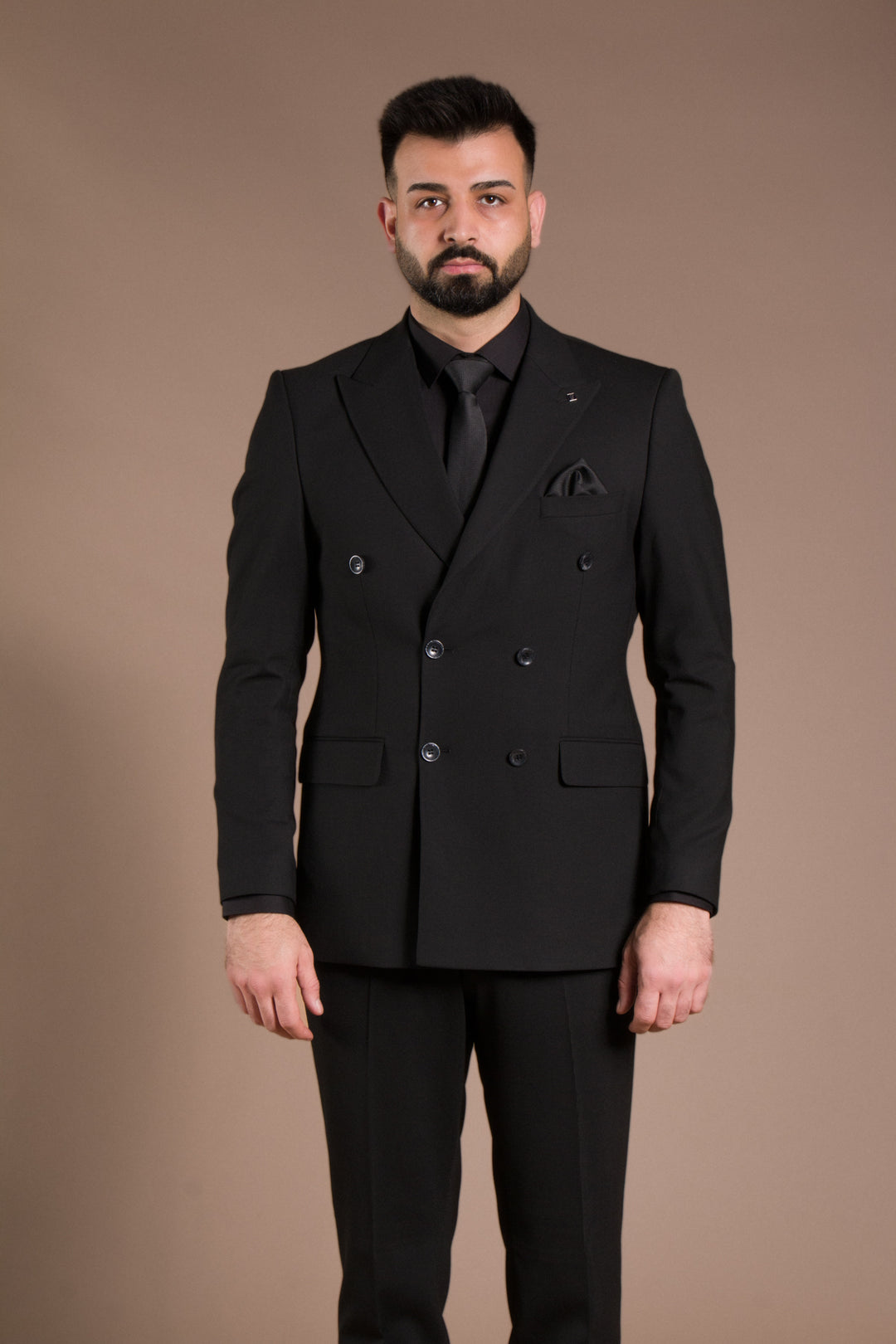 Dokulu Slim Fit Kruvaze Takım