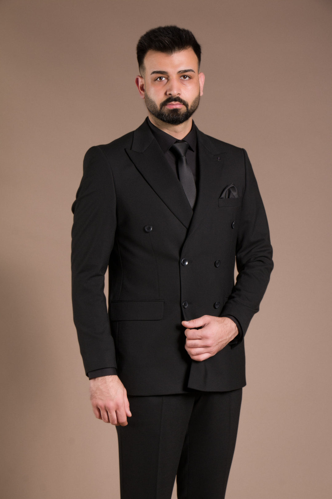 Dokulu Slim Fit Kruvaze Takım