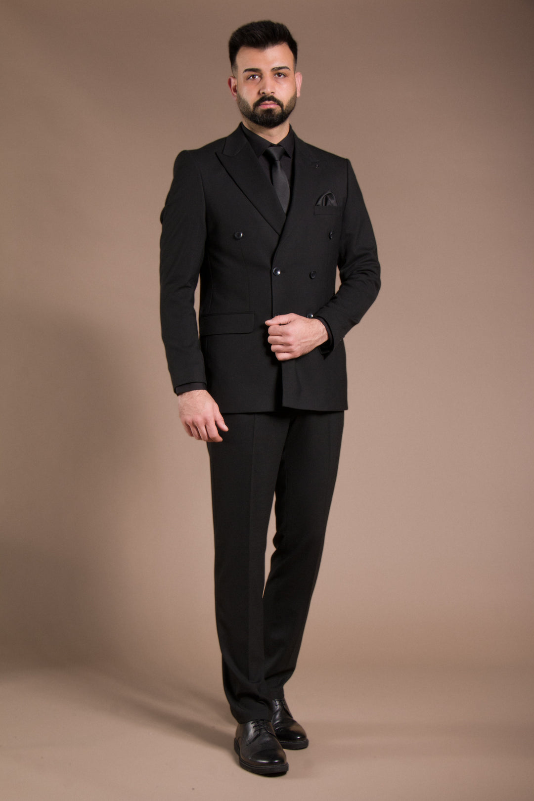 Dokulu Slim Fit Kruvaze Takım