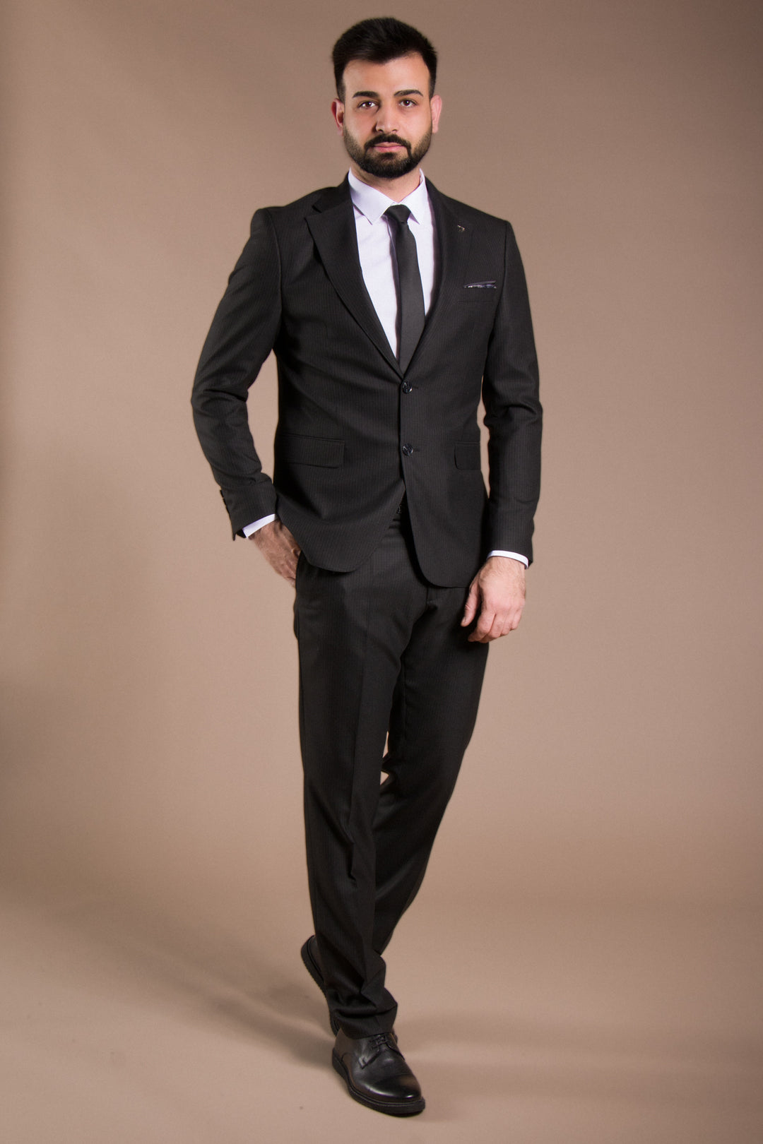 Çizgili Slim Fit Takım Elbise