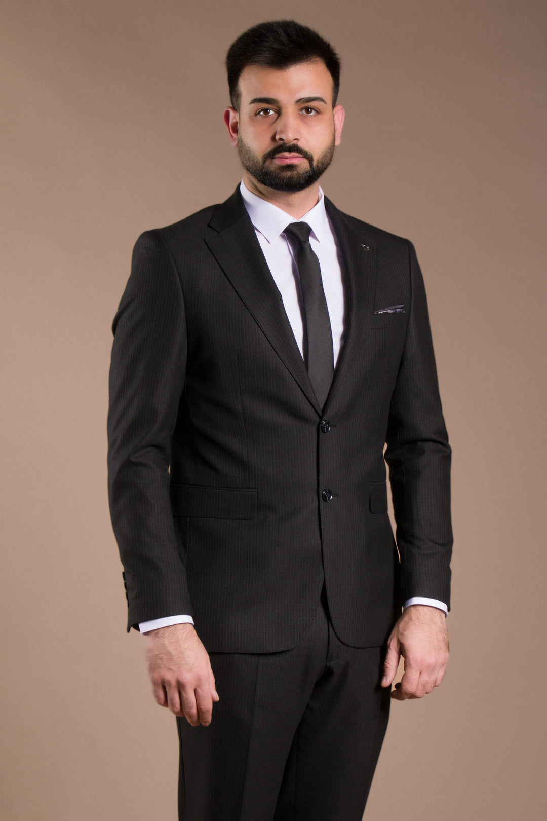 Çizgili Slim Fit Takım Elbise