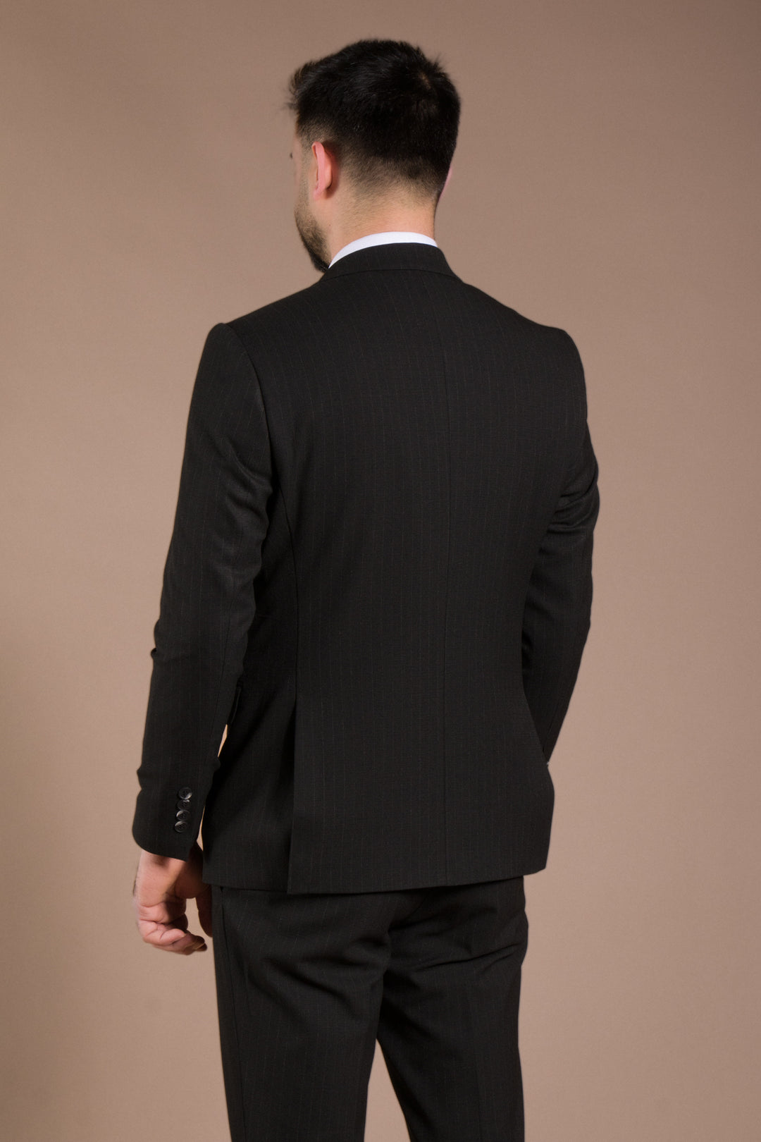 Çizgi Desenli Slim Fit Yelekli Takım Elbise