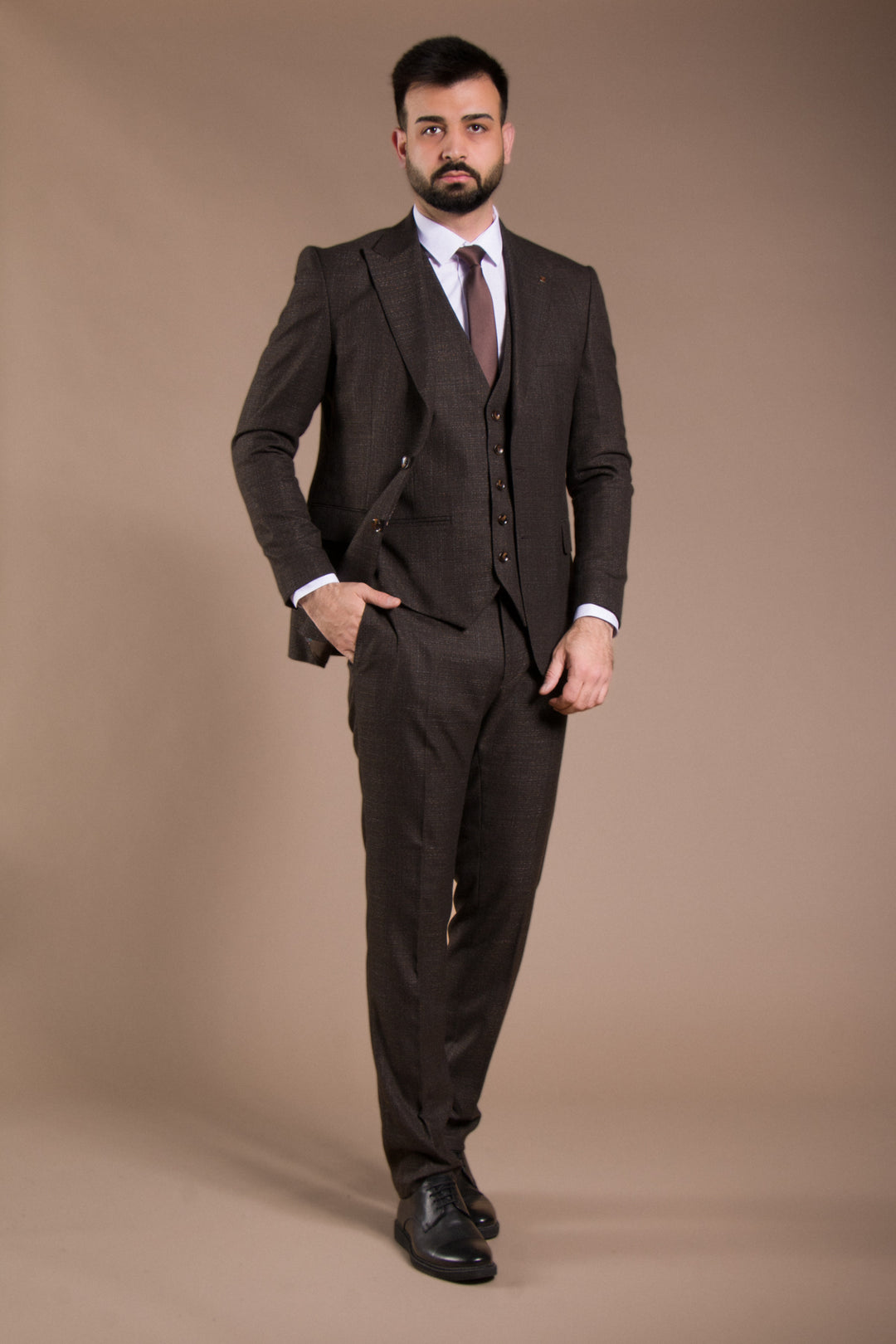 Slim Fit Yelekli Takım Elbise