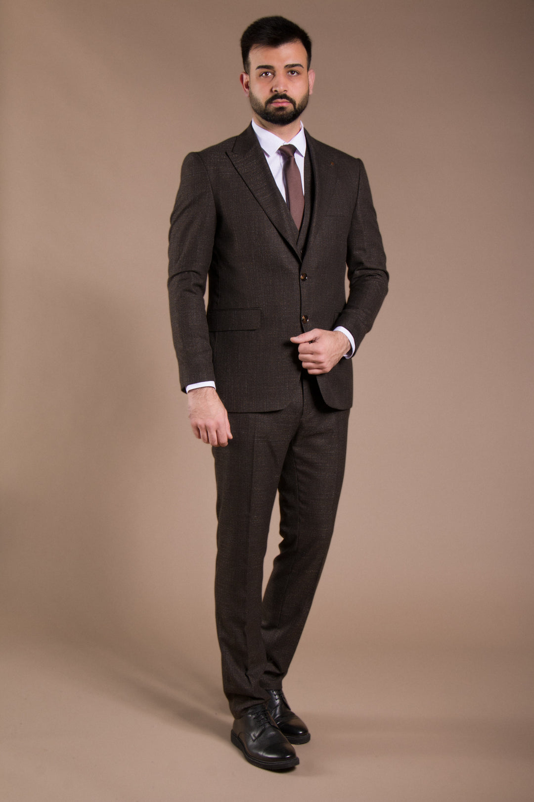 Slim Fit Yelekli Takım Elbise