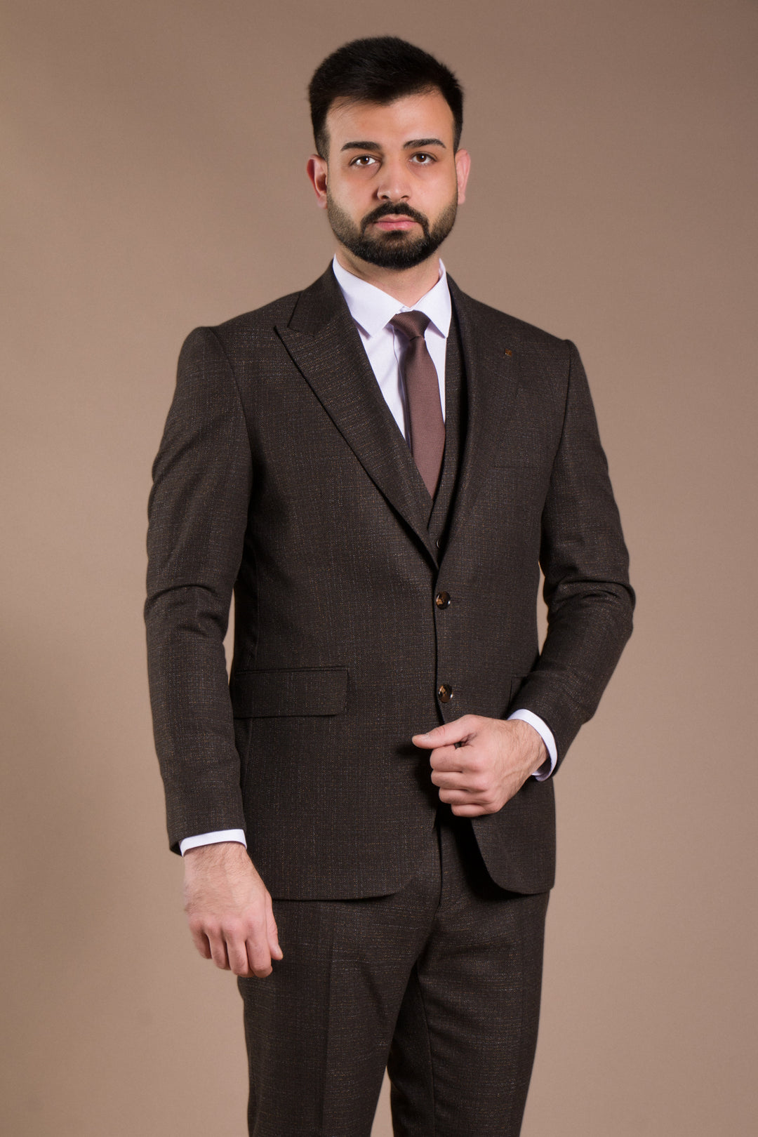 Slim Fit Yelekli Takım Elbise