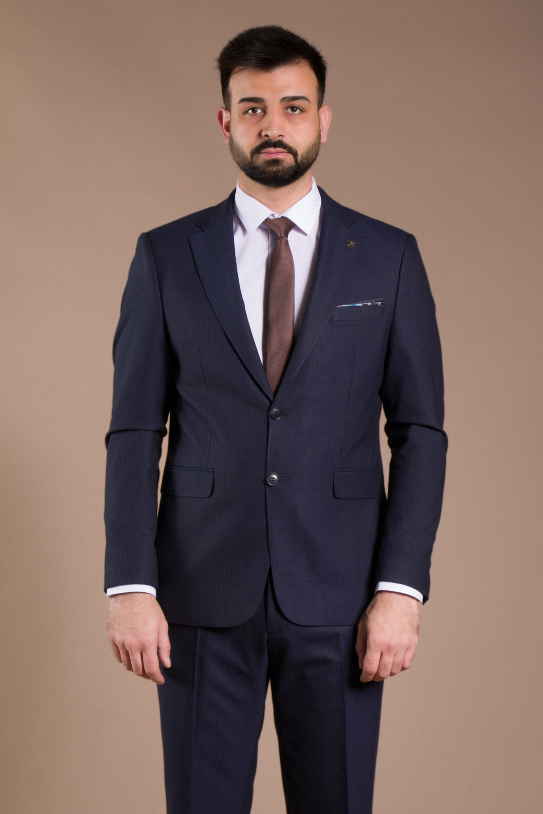 Çizgili Slim Fit Takım Elbise