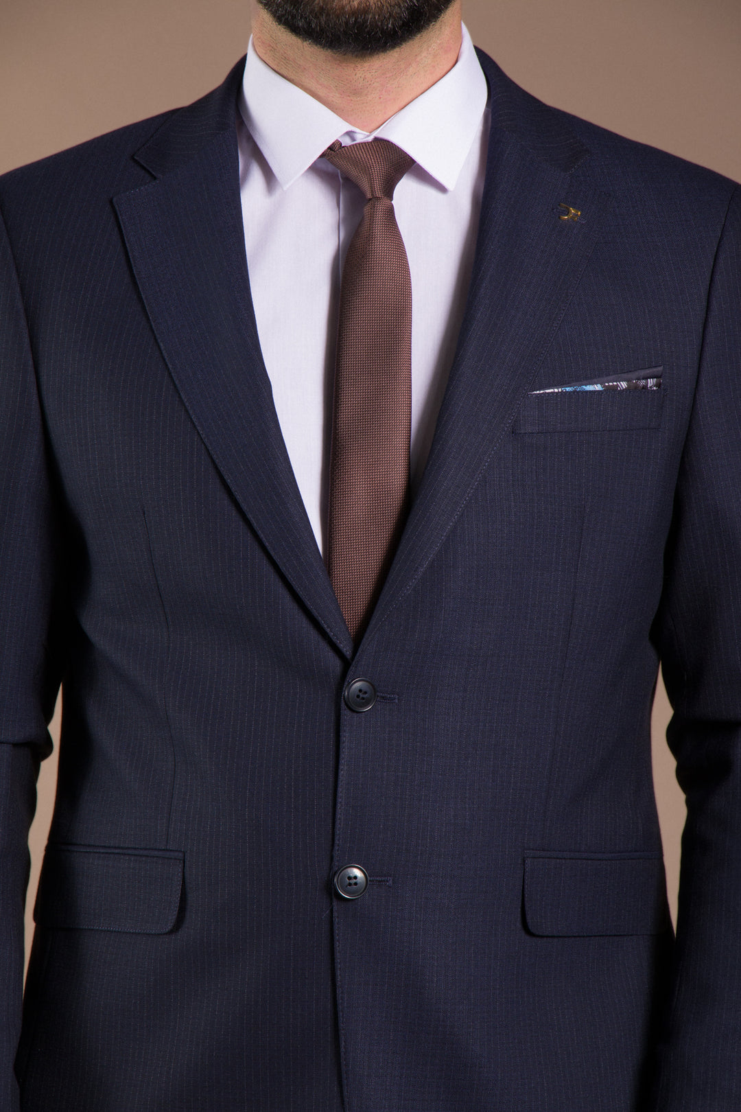 Çizgili Slim Fit Takım Elbise