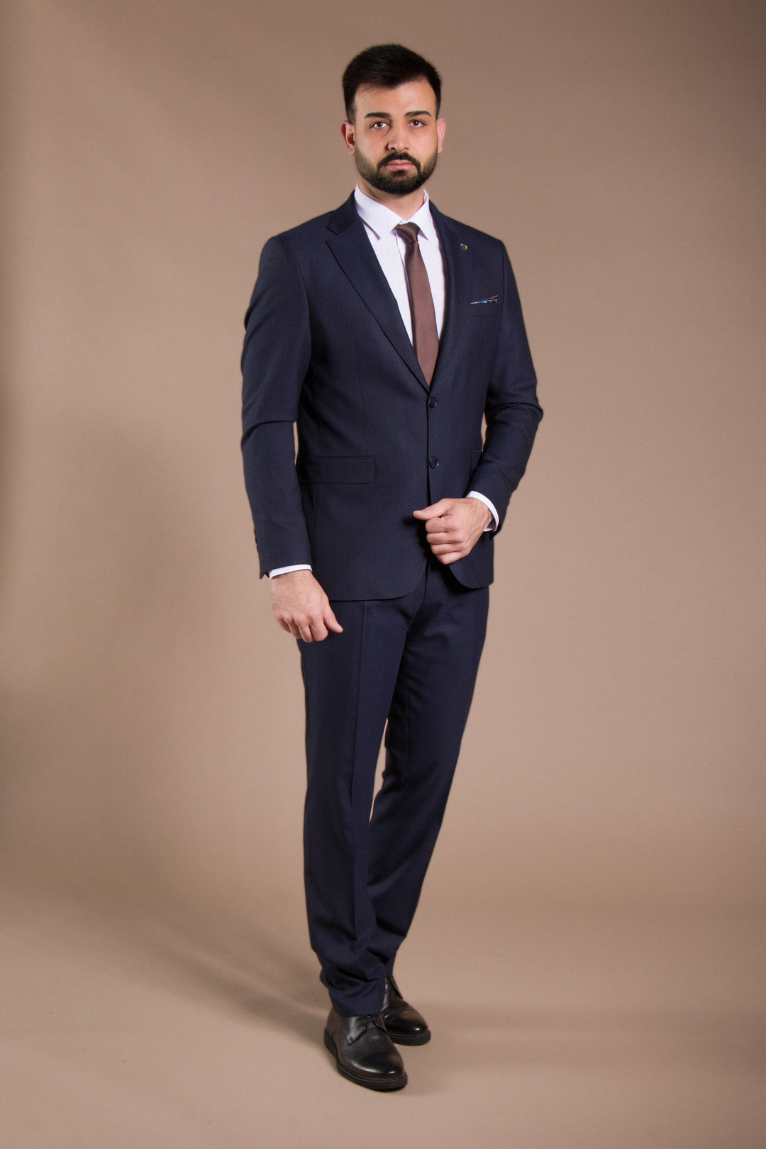 Çizgili Slim Fit Takım Elbise