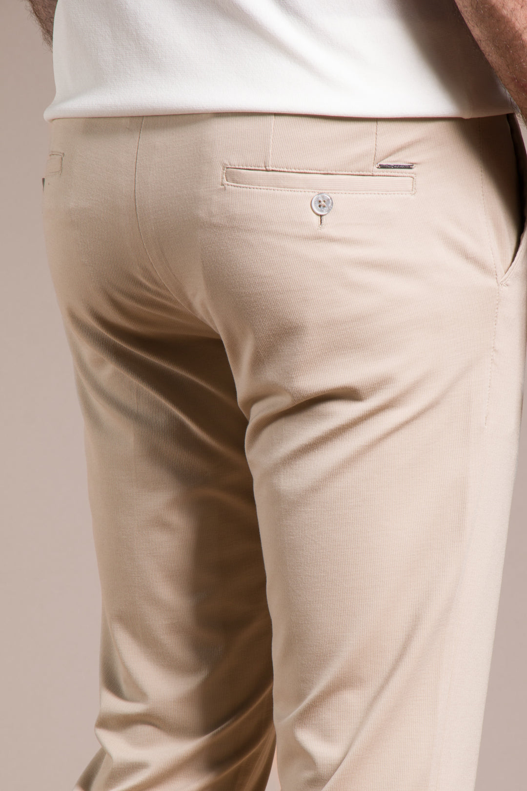 Çizgili Penye Ribanalı Slim Fit Keten Pantolon