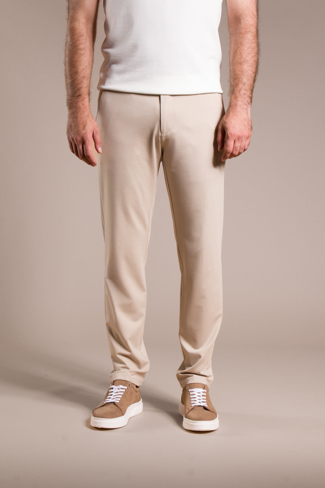 Penye Ribanalı Slim Fit Keten Pantolon