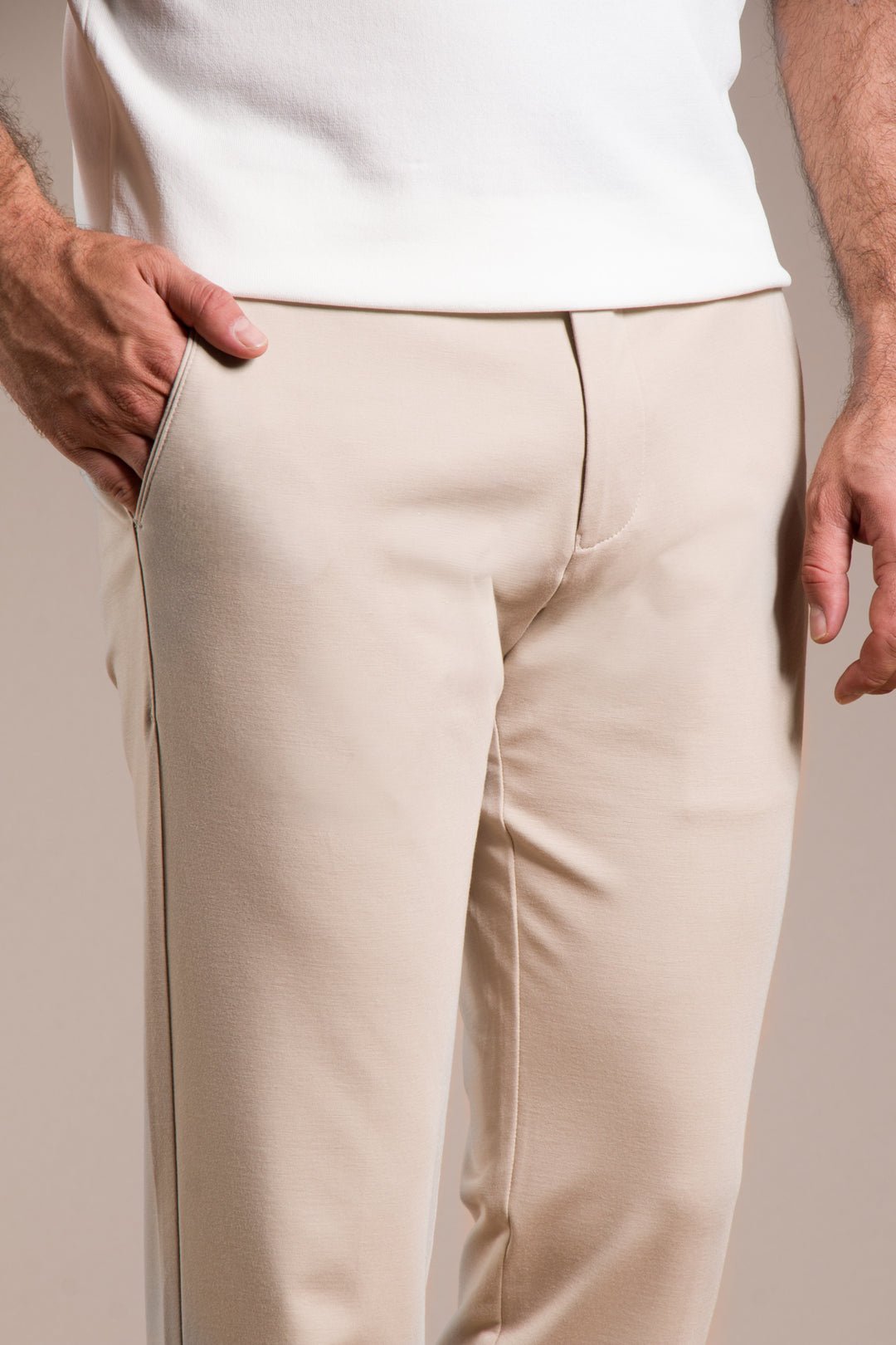 Penye Ribanalı Slim Fit Keten Pantolon