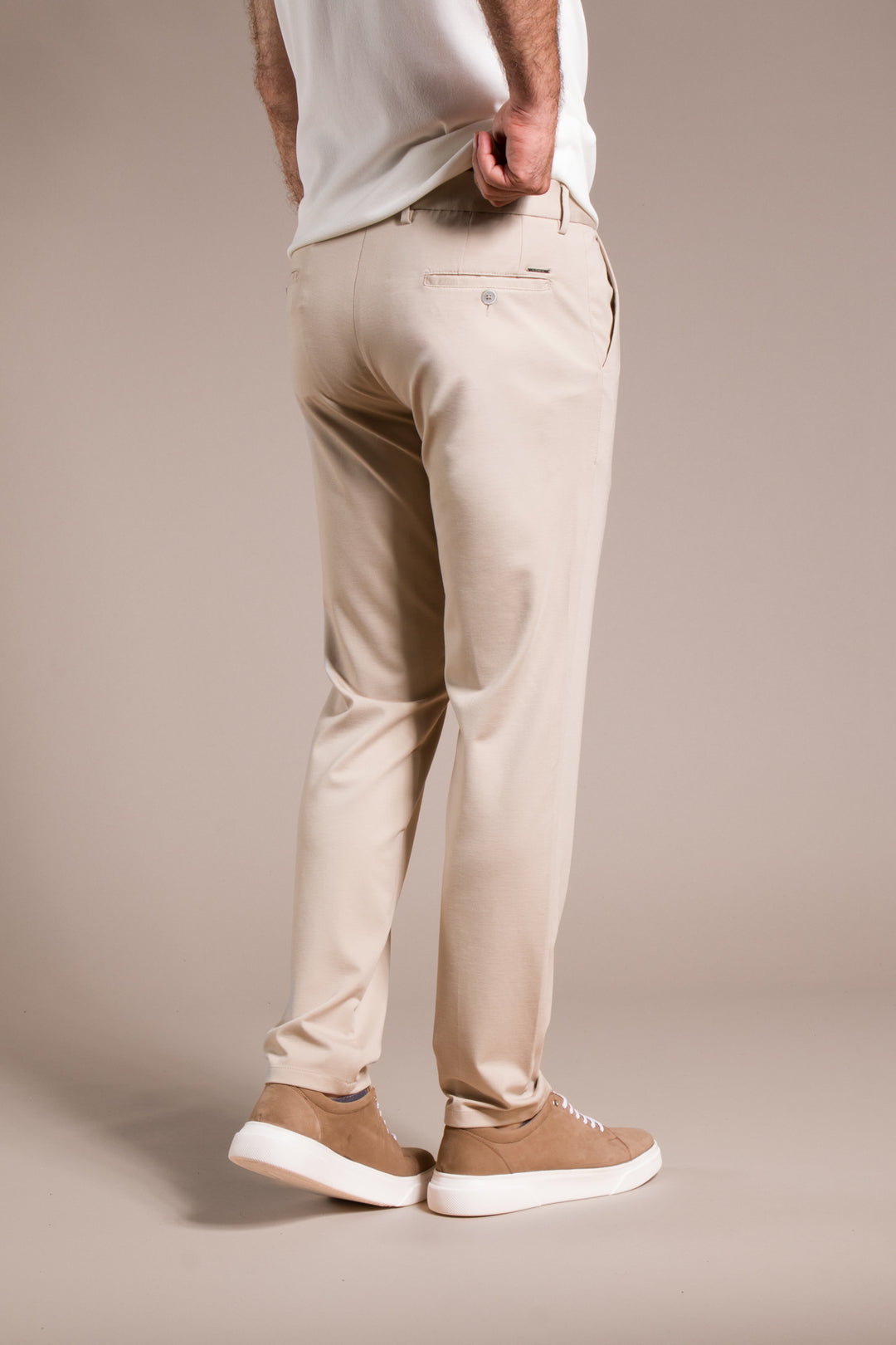 Penye Ribanalı Slim Fit Keten Pantolon