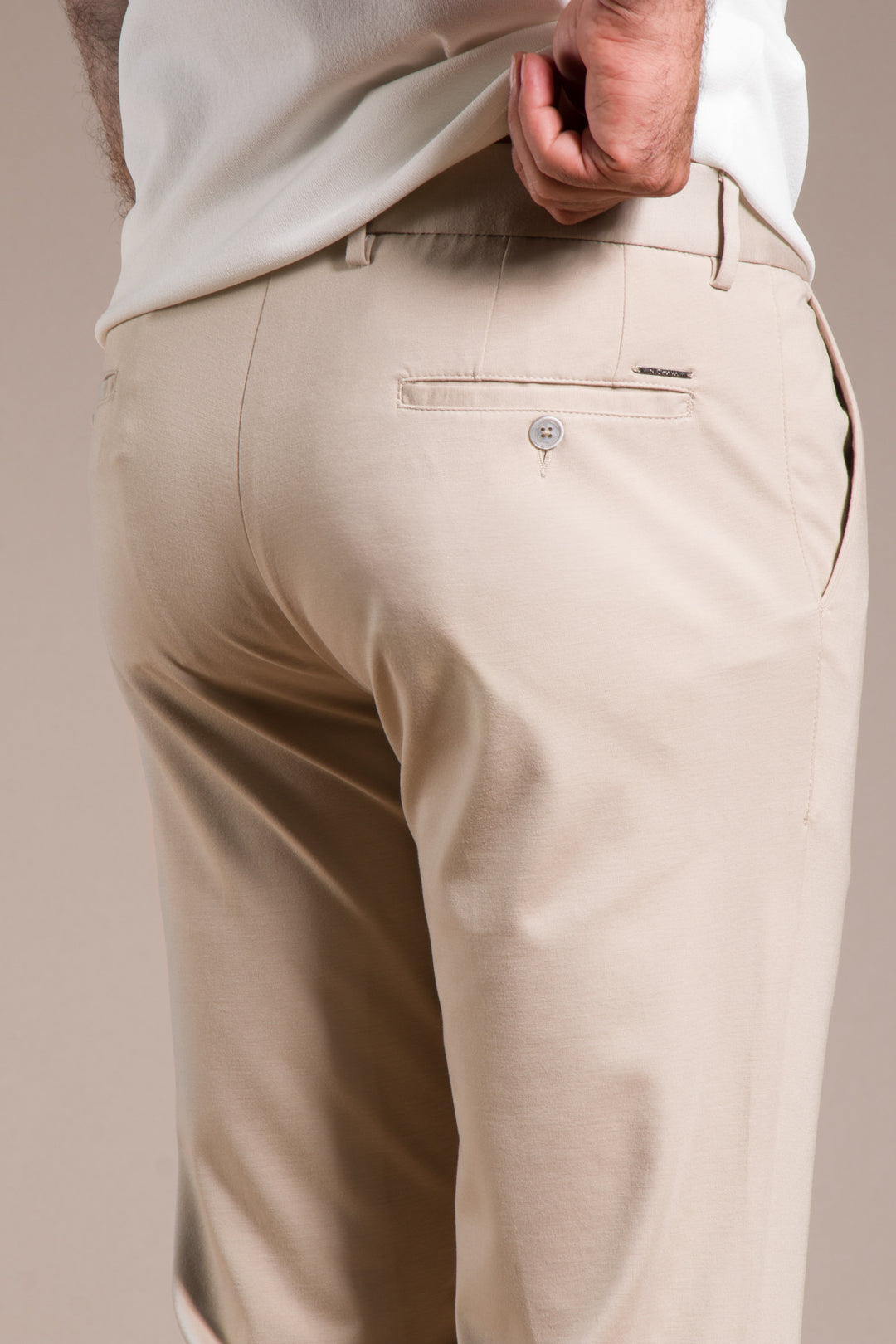 Penye Ribanalı Slim Fit Keten Pantolon
