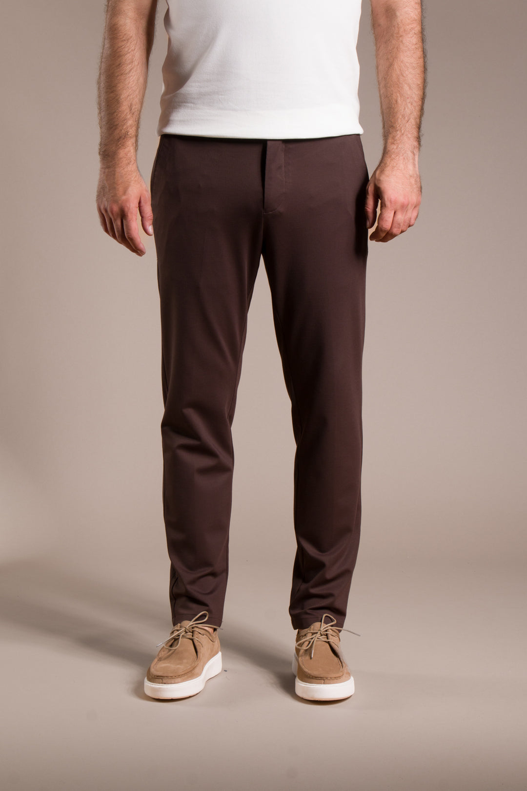 Çizgili Penye Ribanalı Slim Fit Keten Pantolon