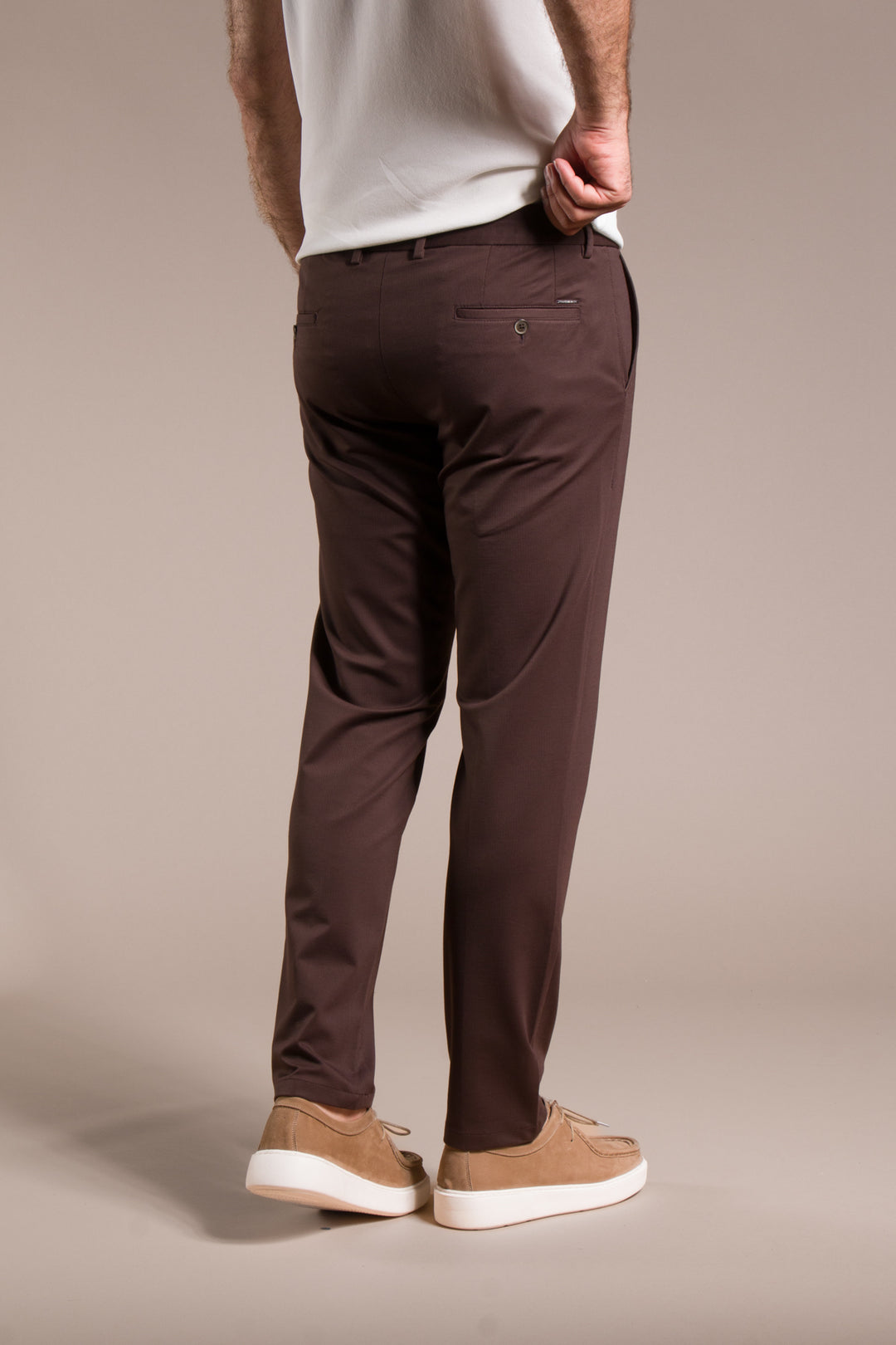 Çizgili Penye Ribanalı Slim Fit Keten Pantolon