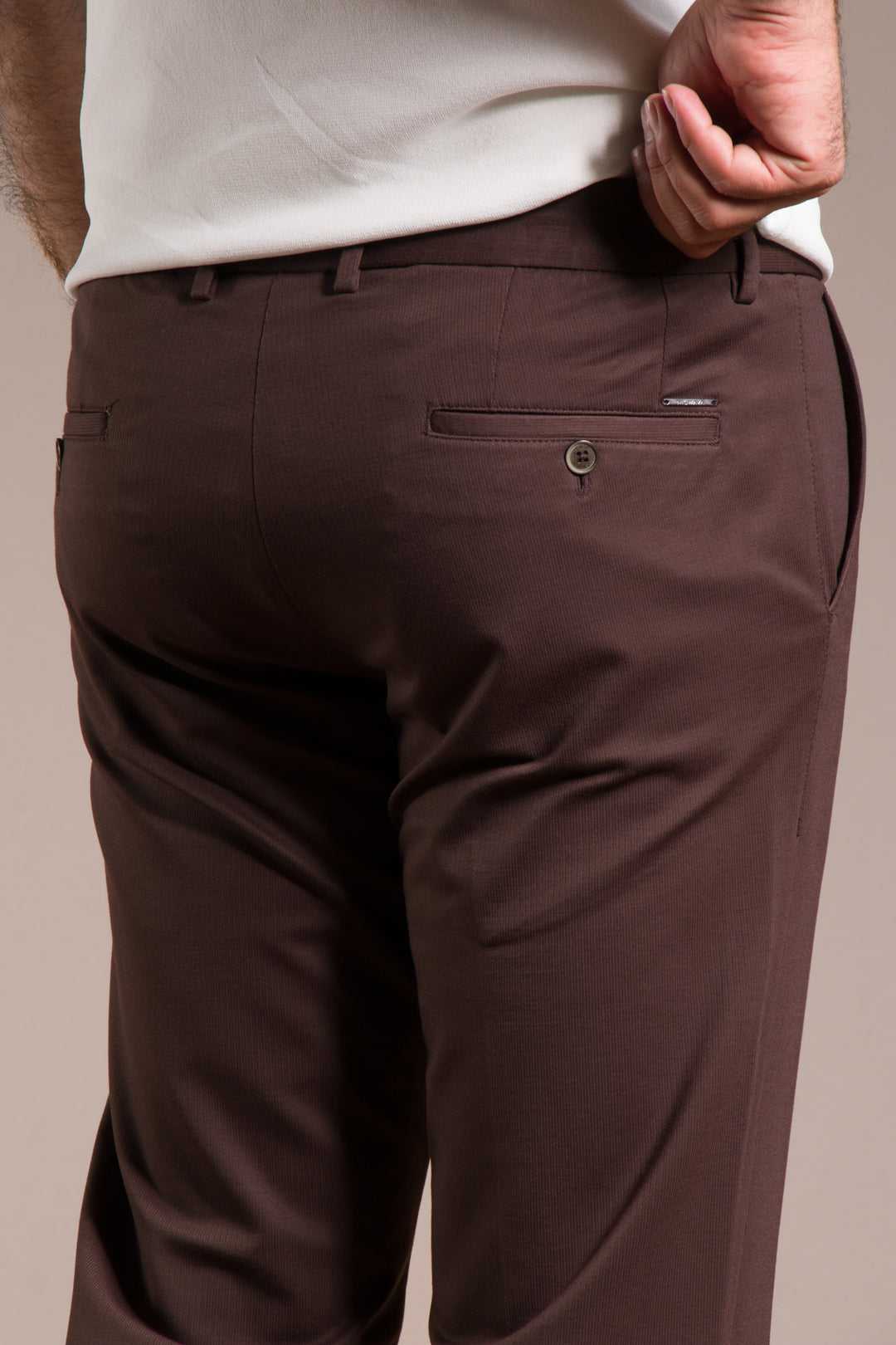 Çizgili Penye Ribanalı Slim Fit Keten Pantolon