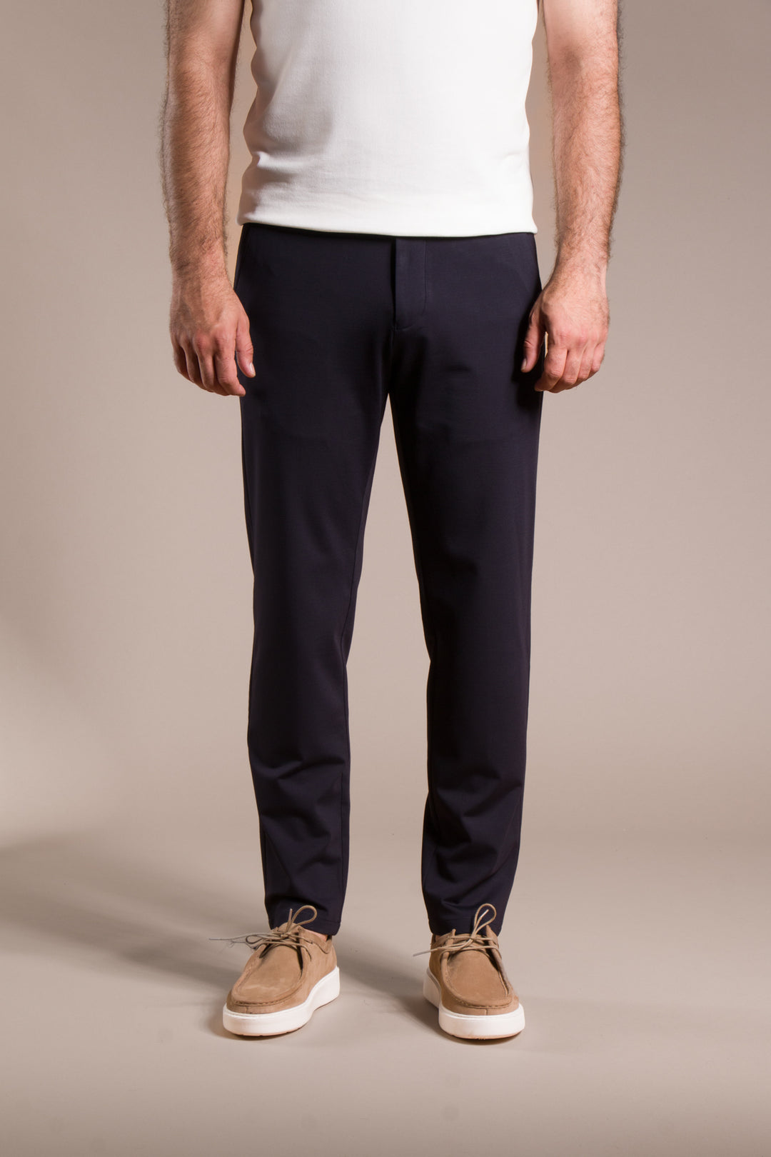 Penye Ribanalı Slim Fit Keten Pantolon