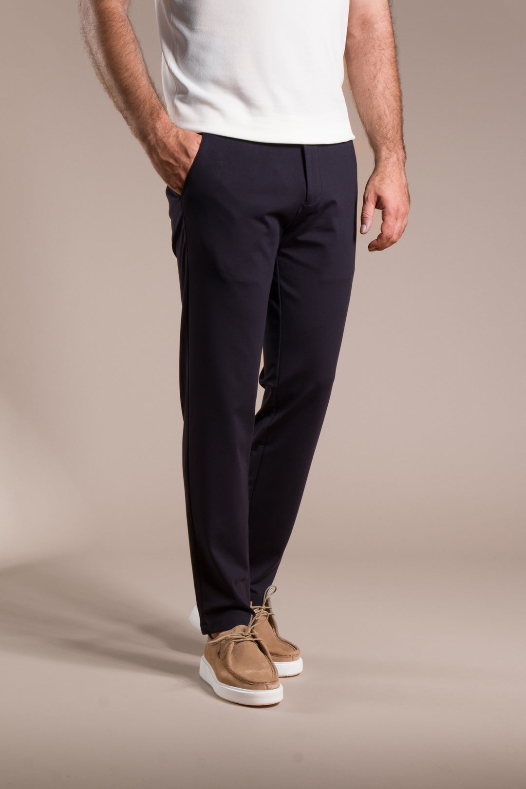 Penye Ribanalı Slim Fit Keten Pantolon