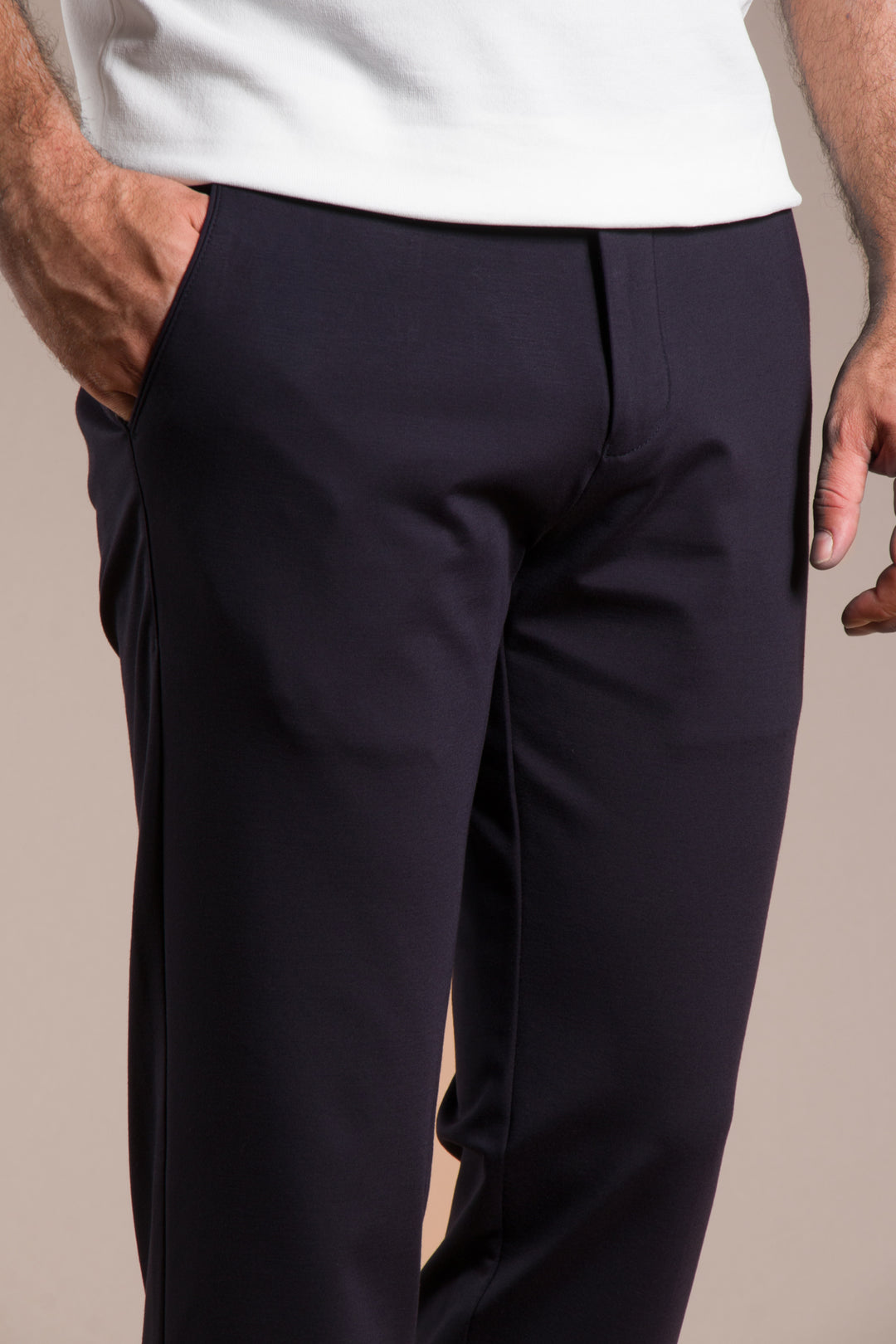 Penye Ribanalı Slim Fit Keten Pantolon