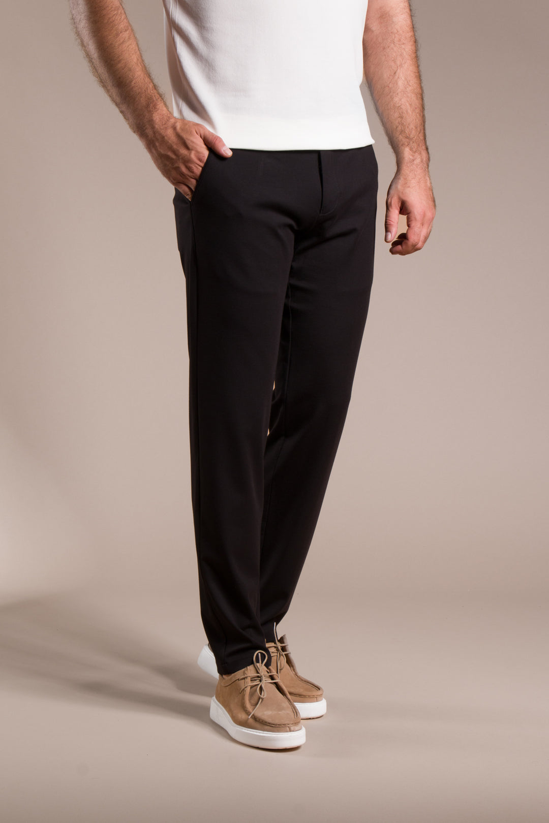 Penye Ribanalı Slim Fit Keten Pantolon