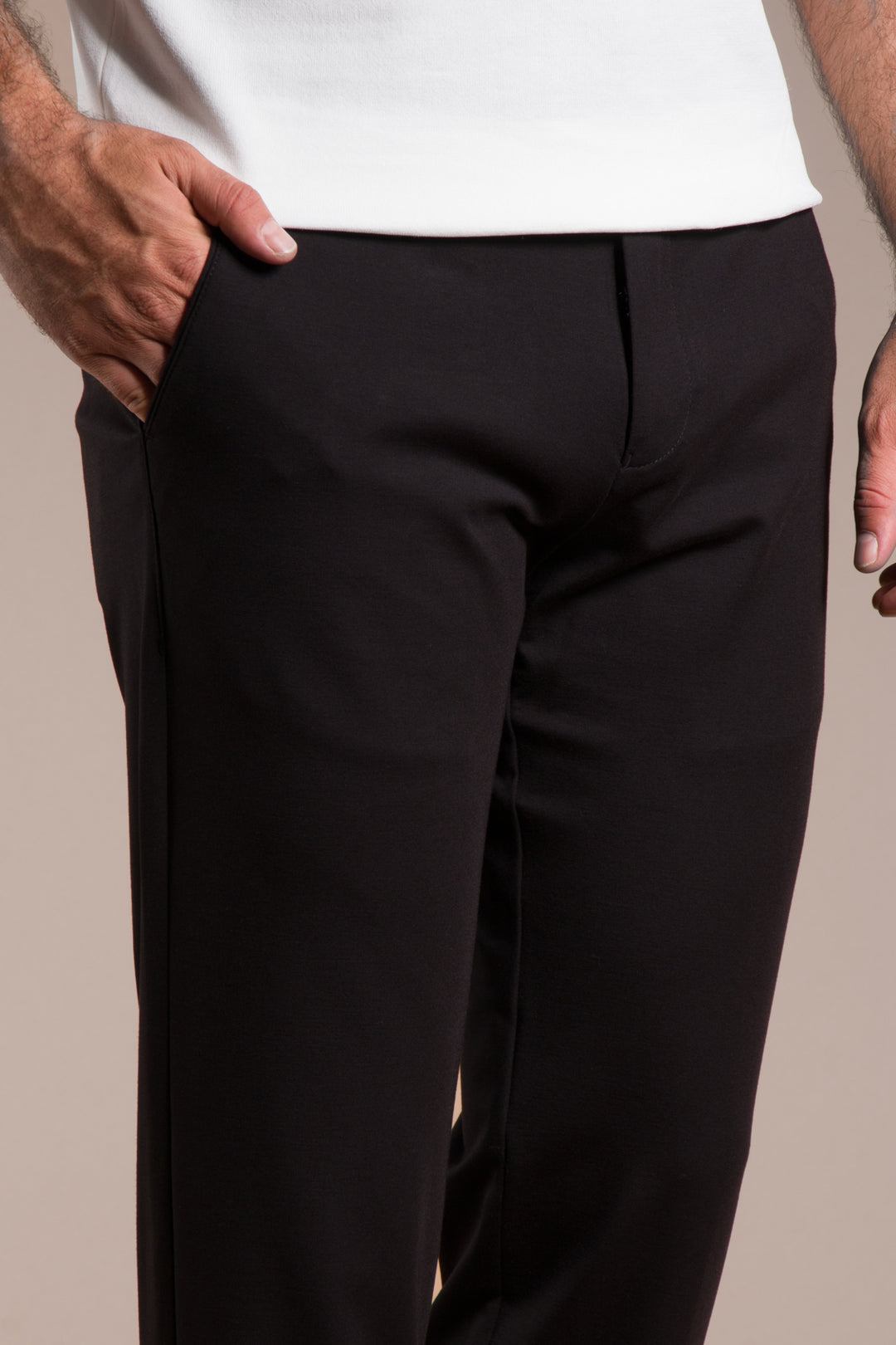Penye Ribanalı Slim Fit Keten Pantolon