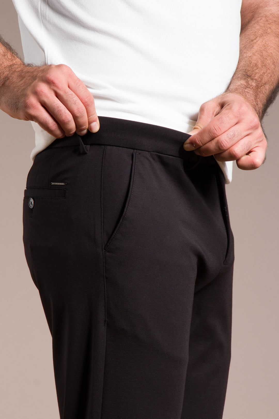 Penye Ribanalı Slim Fit Keten Pantolon