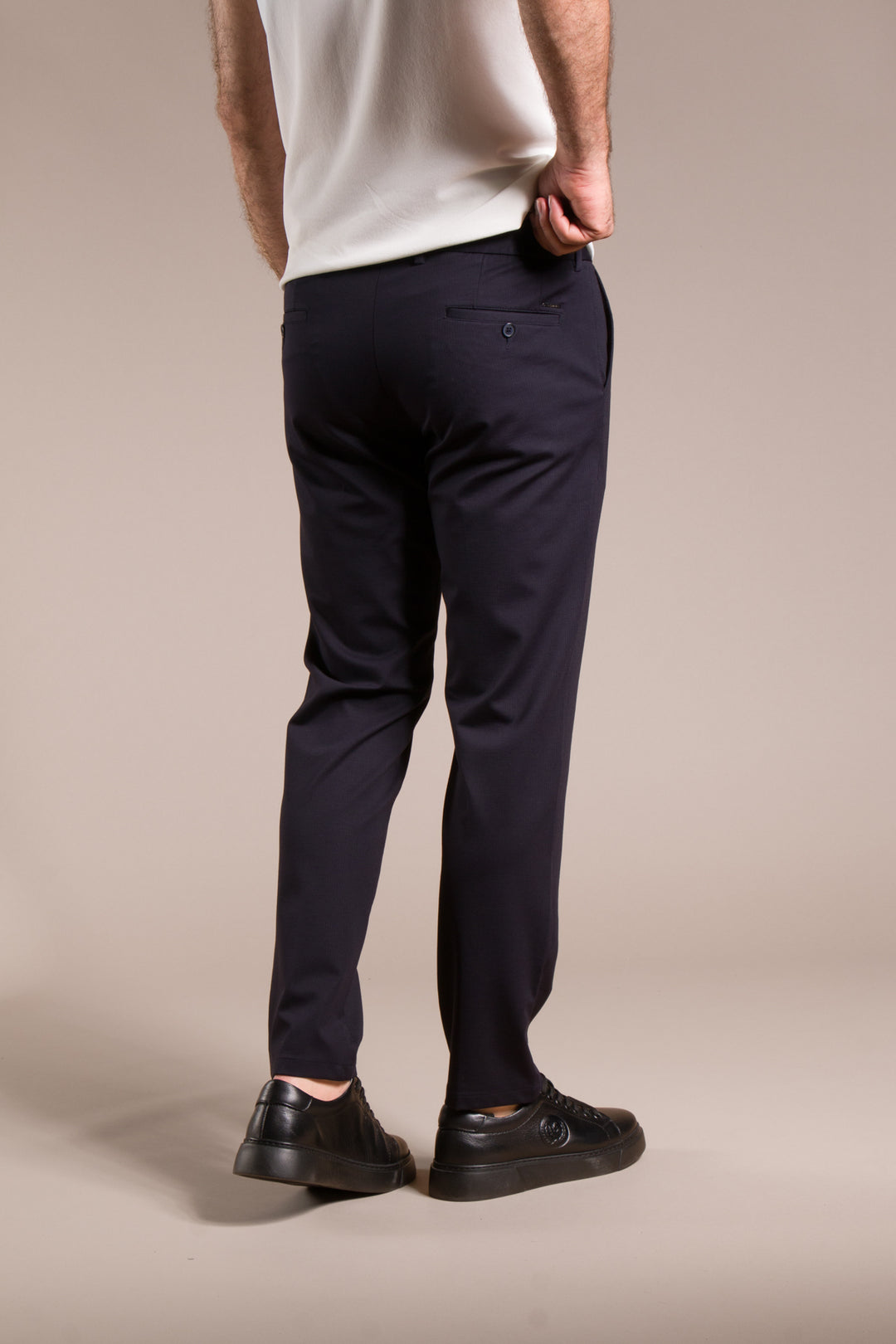Çizgili Penye Ribanalı Slim Fit Keten Pantolon