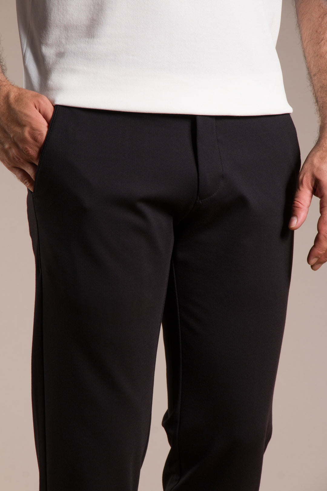 Çizgili Penye Ribanalı Slim Fit Keten Pantolon