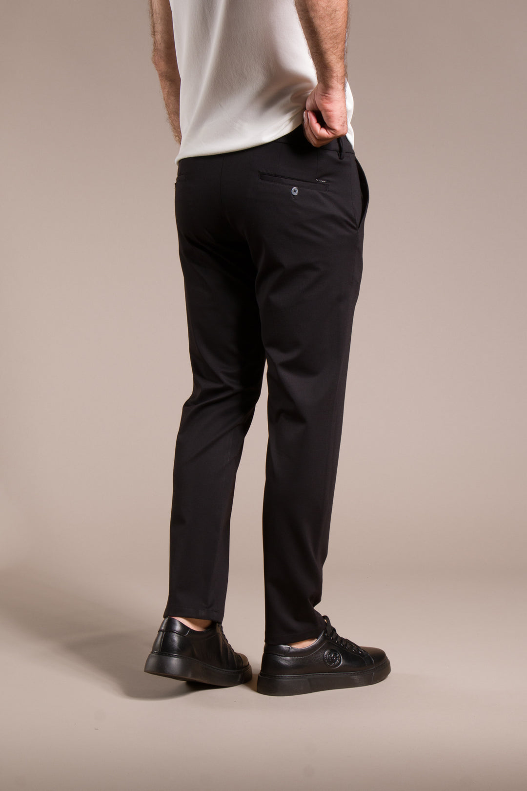 Çizgili Penye Ribanalı Slim Fit Keten Pantolon